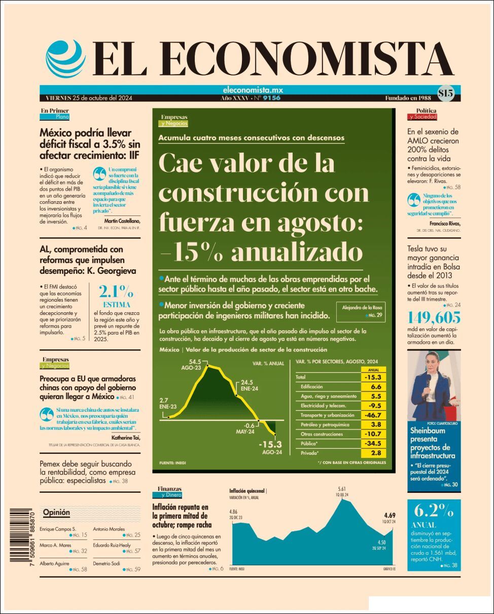 El Economista, edición del viernes 25 de octubre de 2024