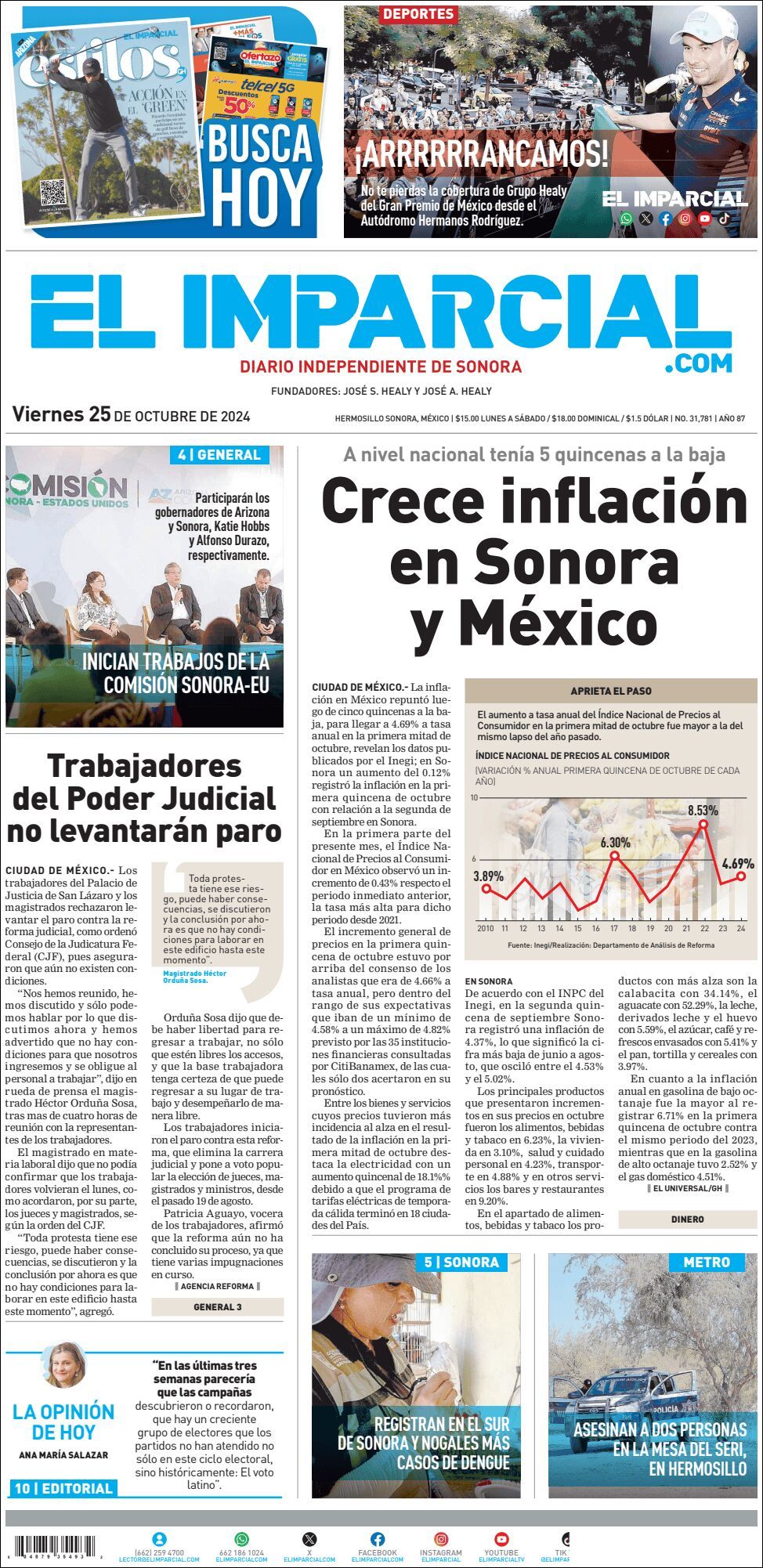 El Imparcial, edición del viernes 25 de octubre de 2024