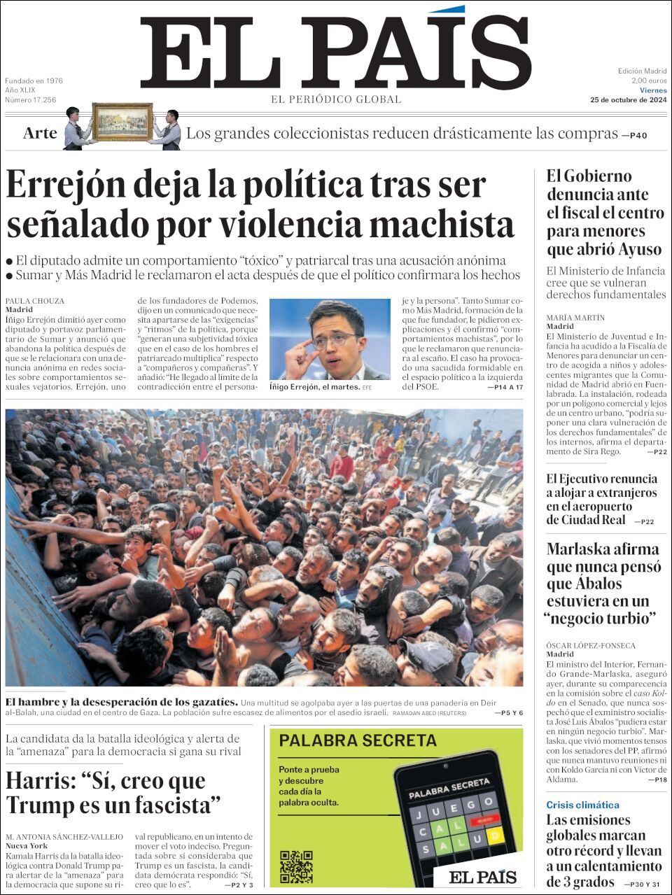 El País, edición del viernes 25 de octubre de 2024