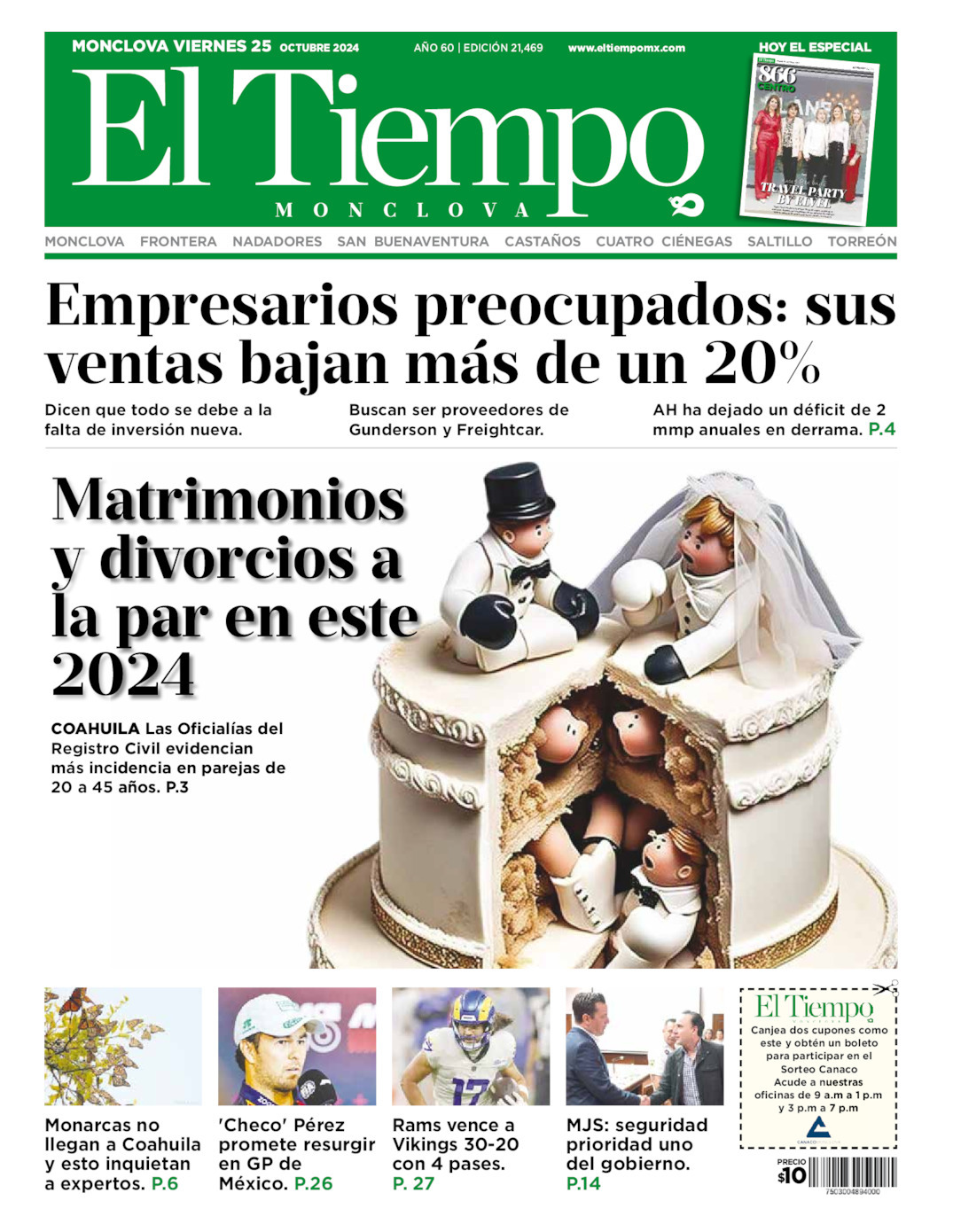 El Tiempo Monclova, edición del viernes 25 de octubre de 2024