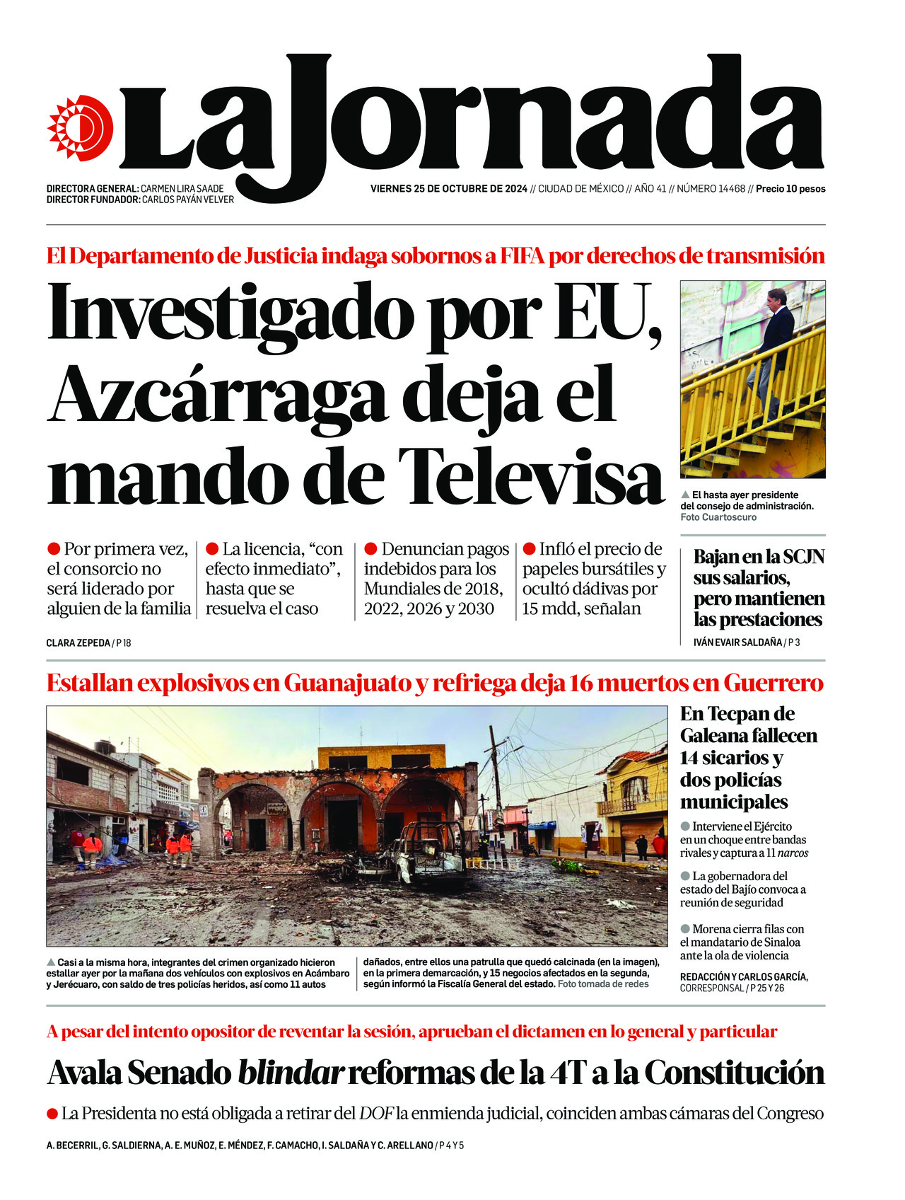 La Jornada, edición del viernes 25 de octubre de 2024