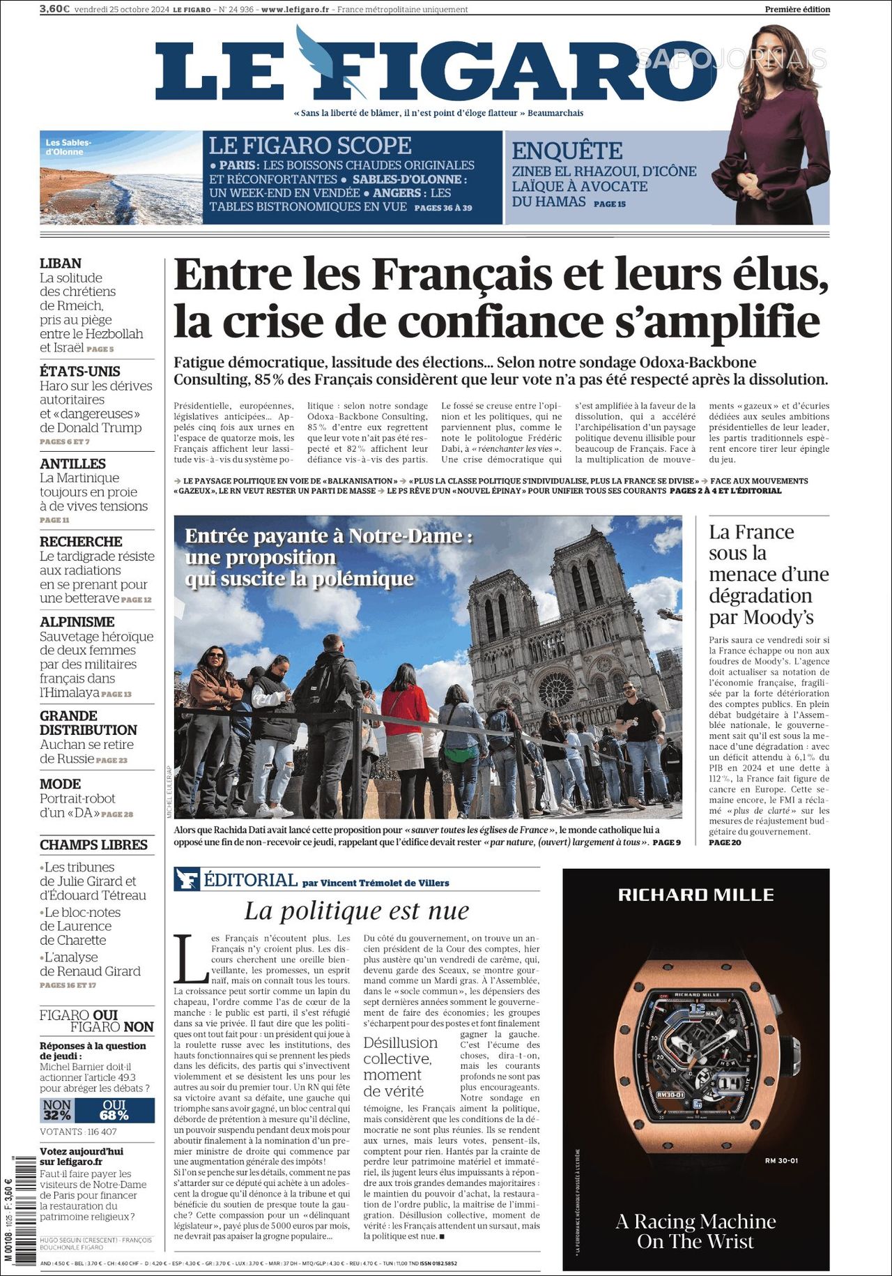 Le Figaro, edición del viernes 25 de octubre de 2024