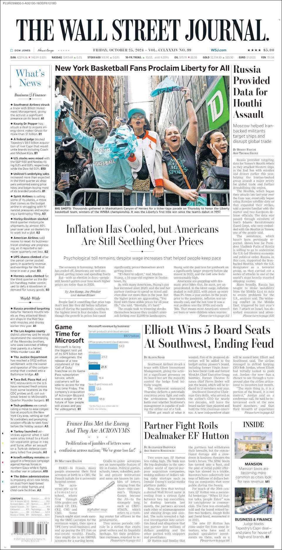 The Wall Street Journal, edición del viernes 25 de octubre de 2024