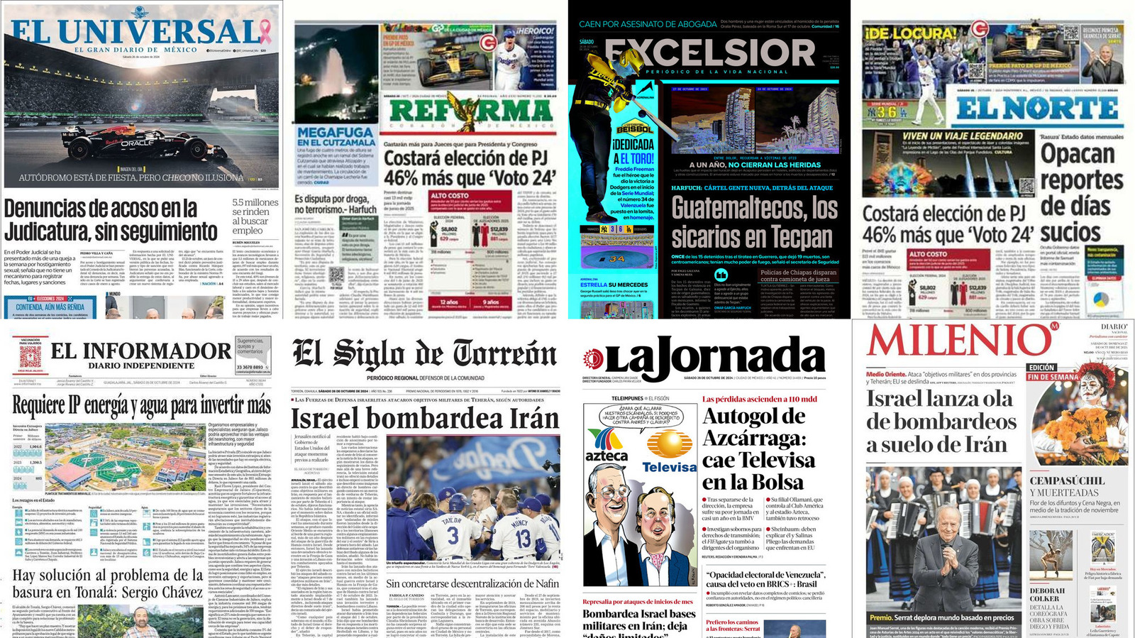 Portadas de periódicos impresos más importantes de México hoy