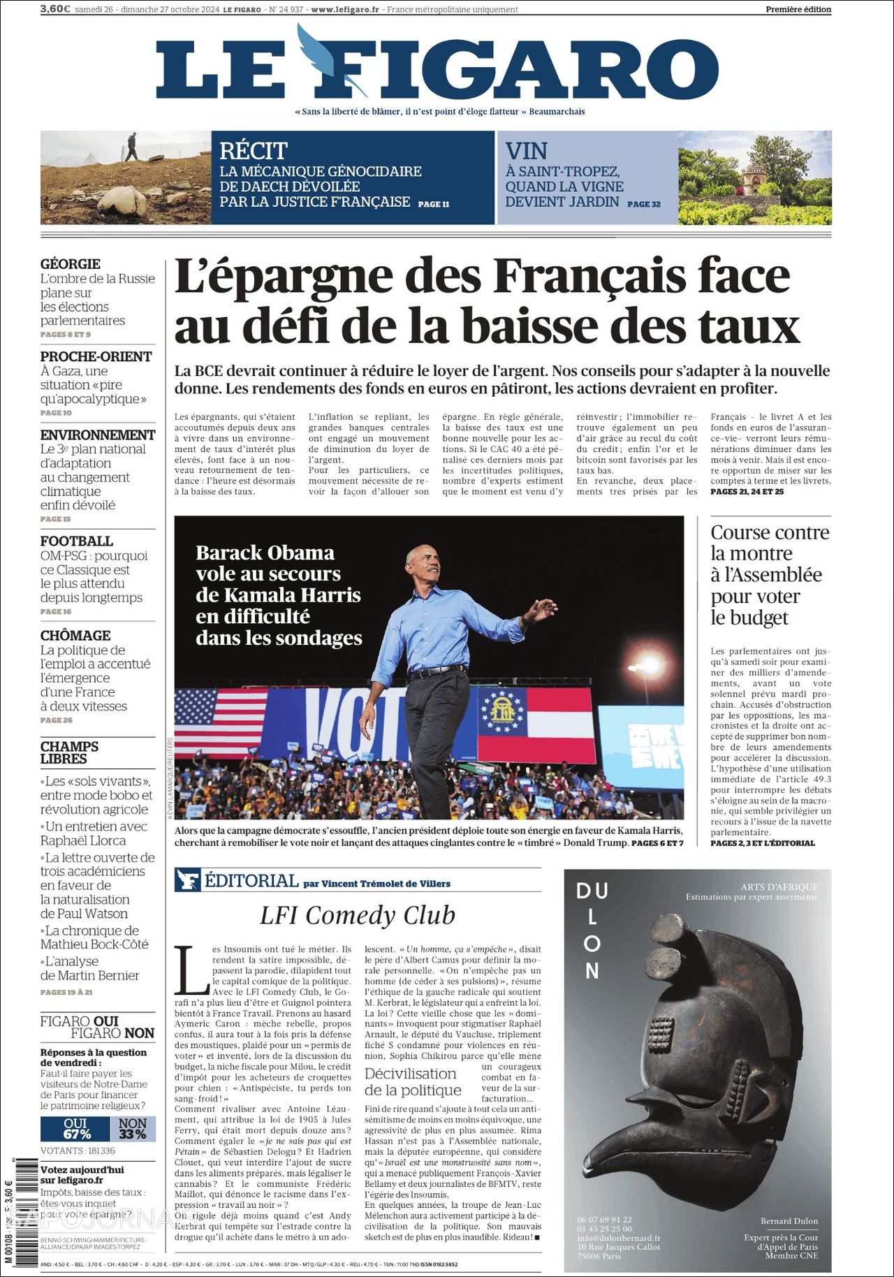 Le Figaro, edición del sábado 26 de octubre de 2024