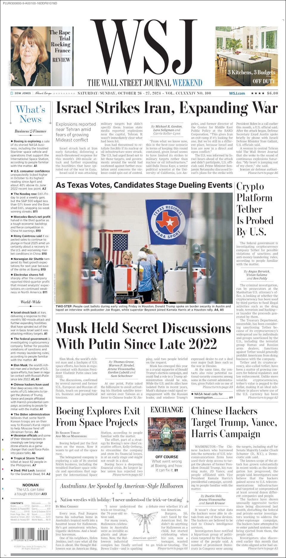 The Wall Street Journal, edición del sábado 26 de octubre de 2024