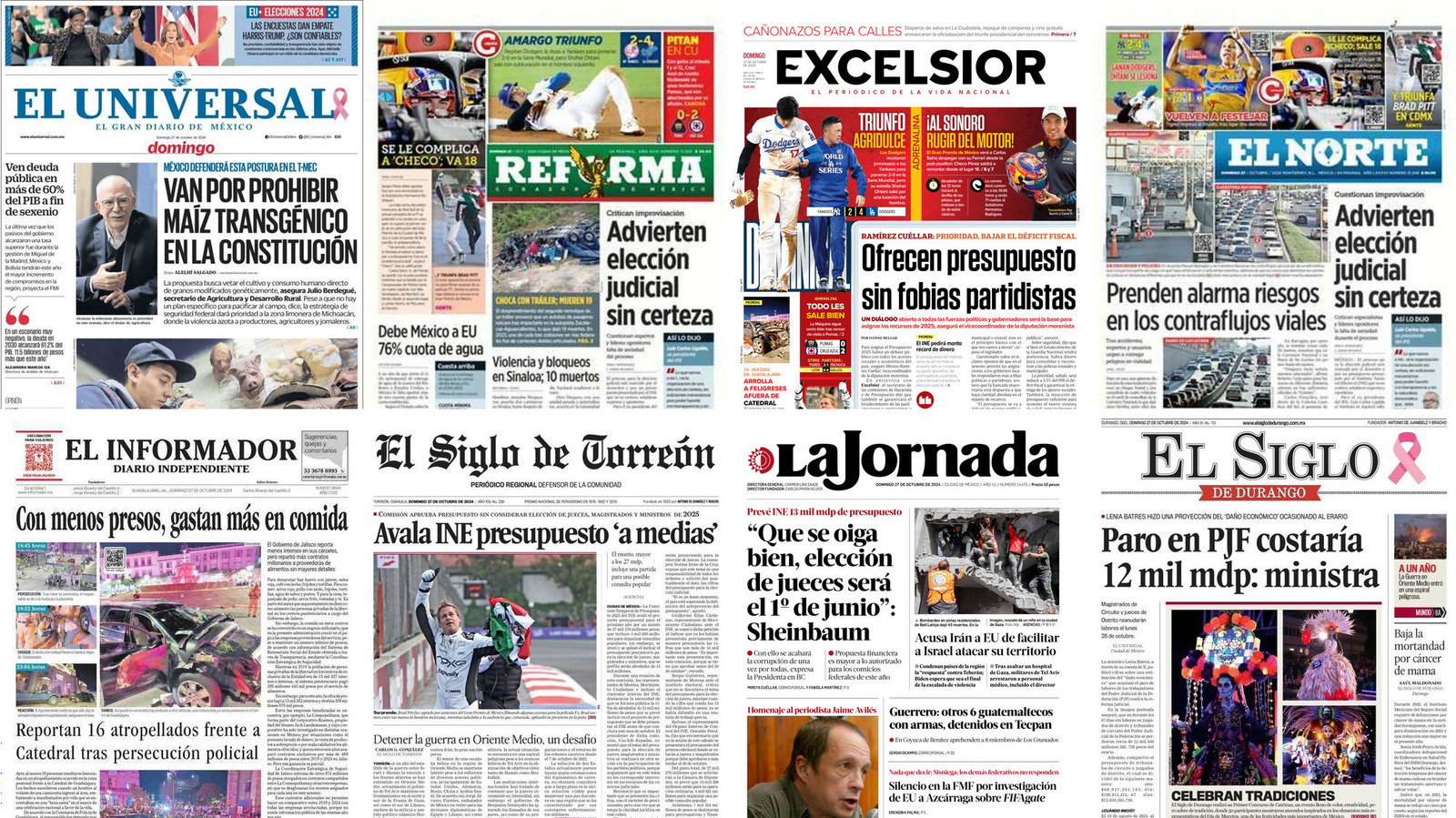 Portadas de periódicos impresos más importantes de México hoy