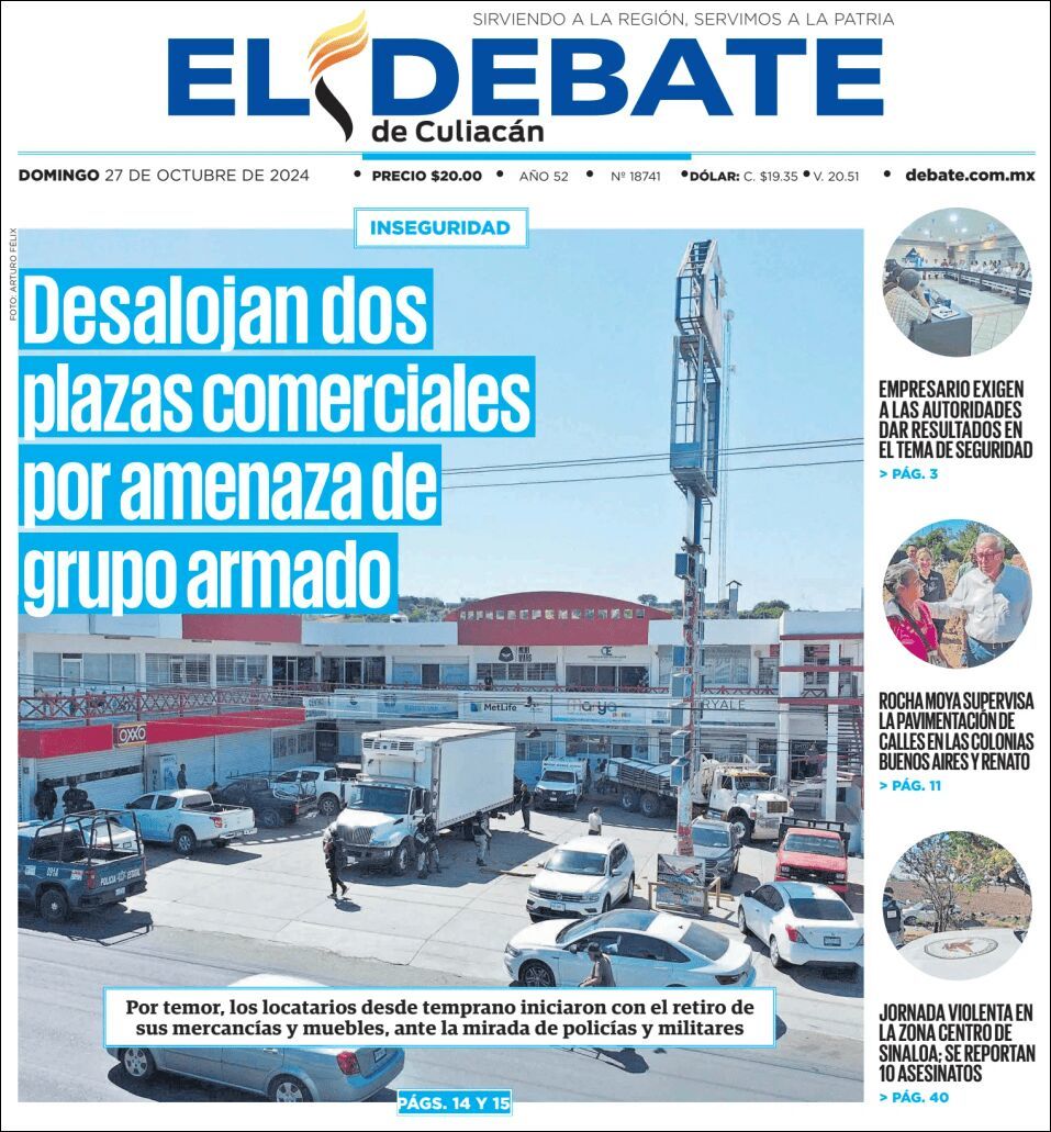 El Debate Culiacán, edición del domingo 27 de octubre de 2024