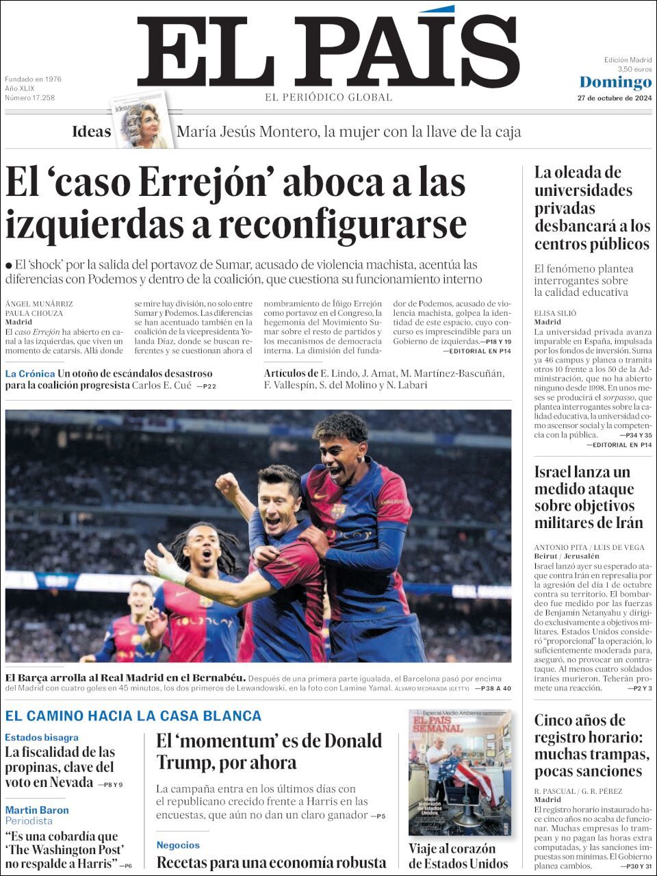 El País, edición del domingo 27 de octubre de 2024