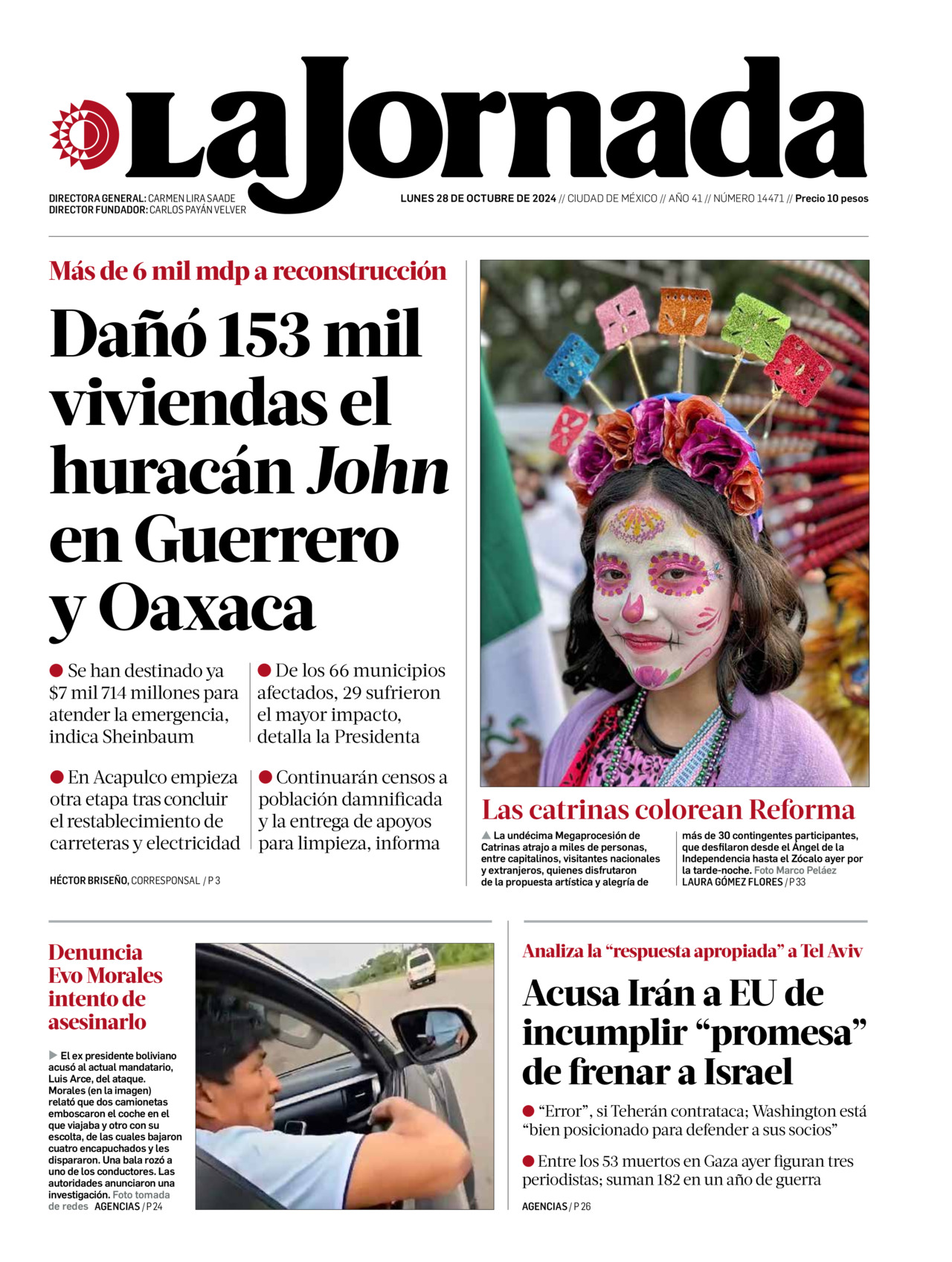 La Jornada, edición del lunes 28 de octubre de 2024