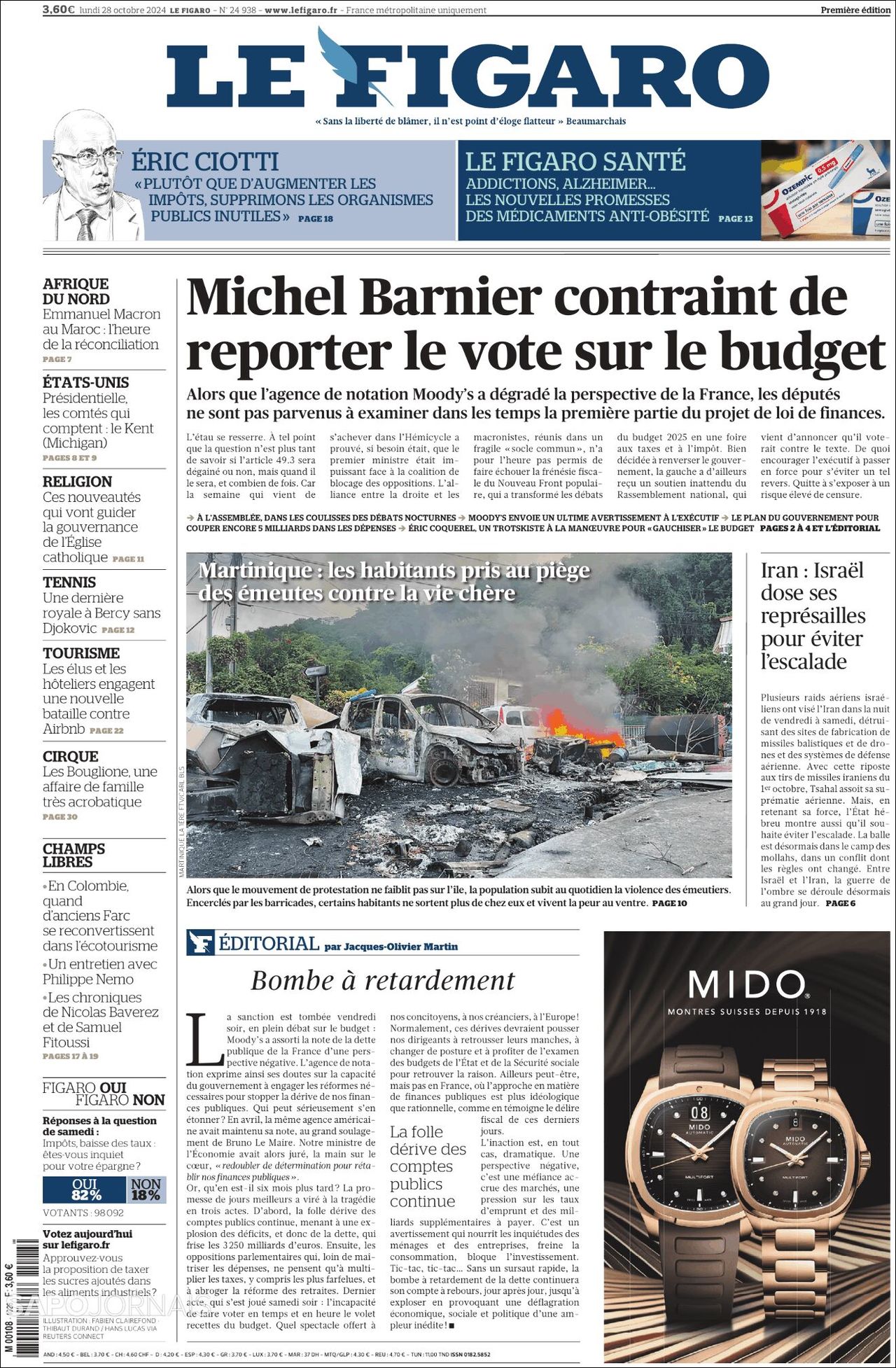 Le Figaro, edición del lunes 28 de octubre de 2024