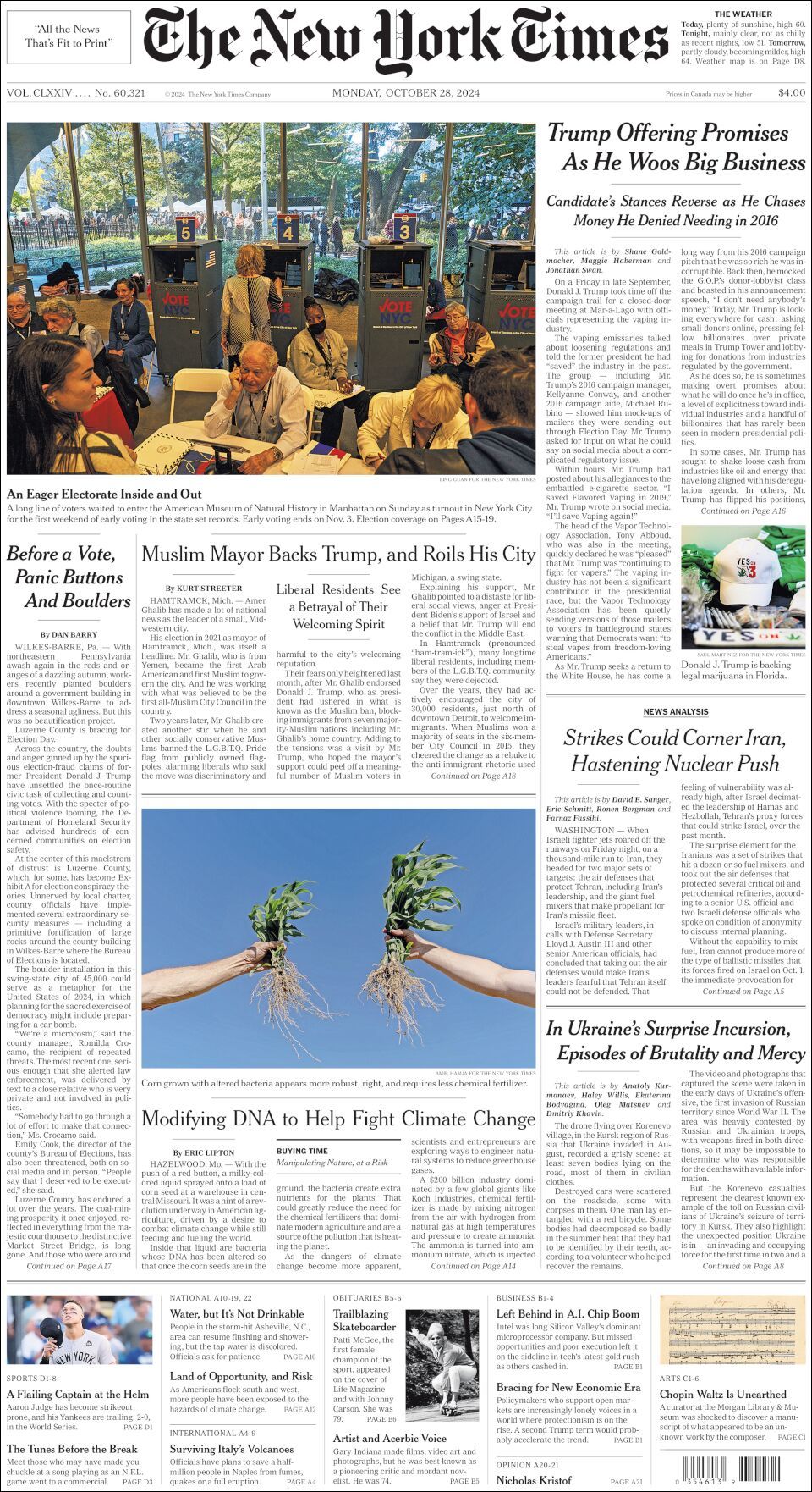 The New York Times, edición del lunes 28 de octubre de 2024