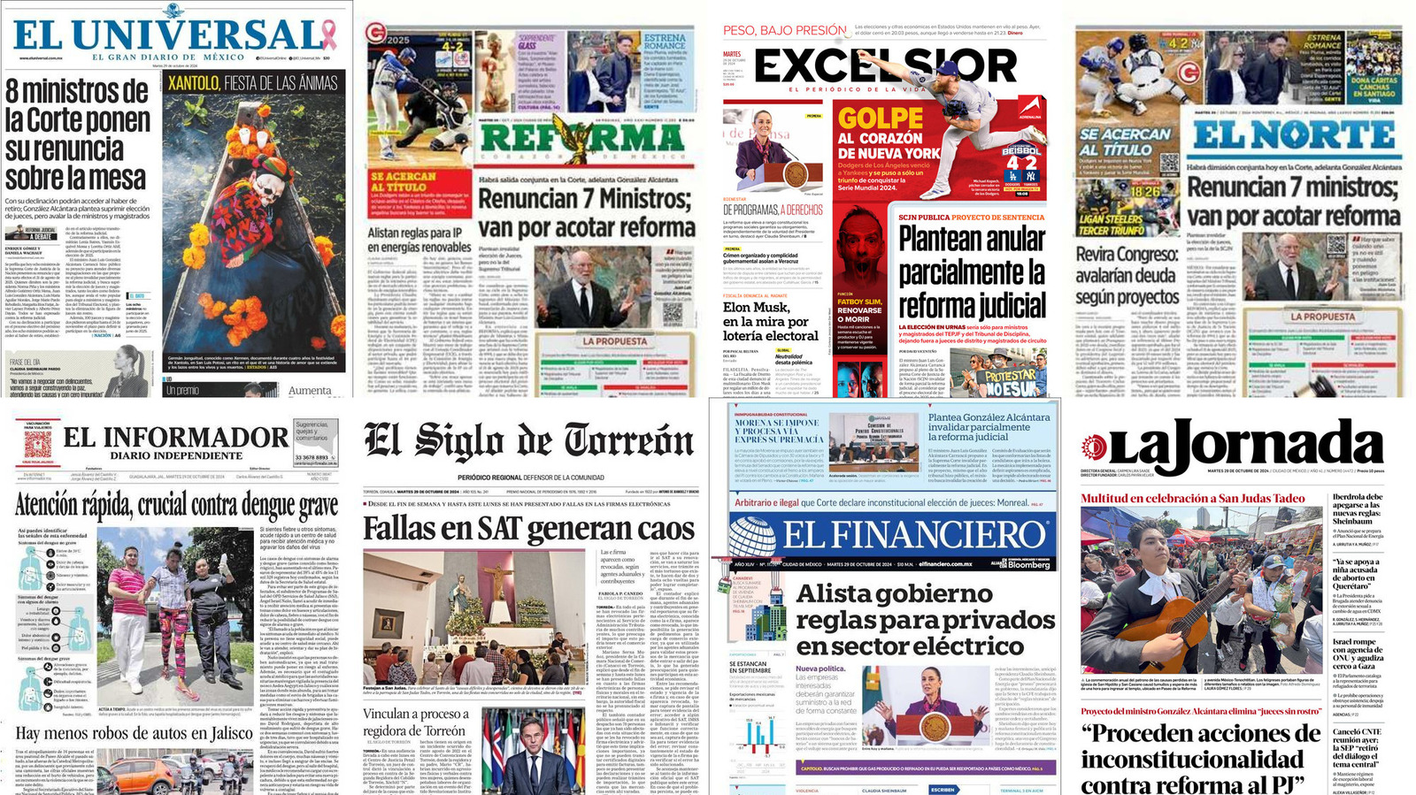 Portadas de periódicos impresos más importantes de México hoy