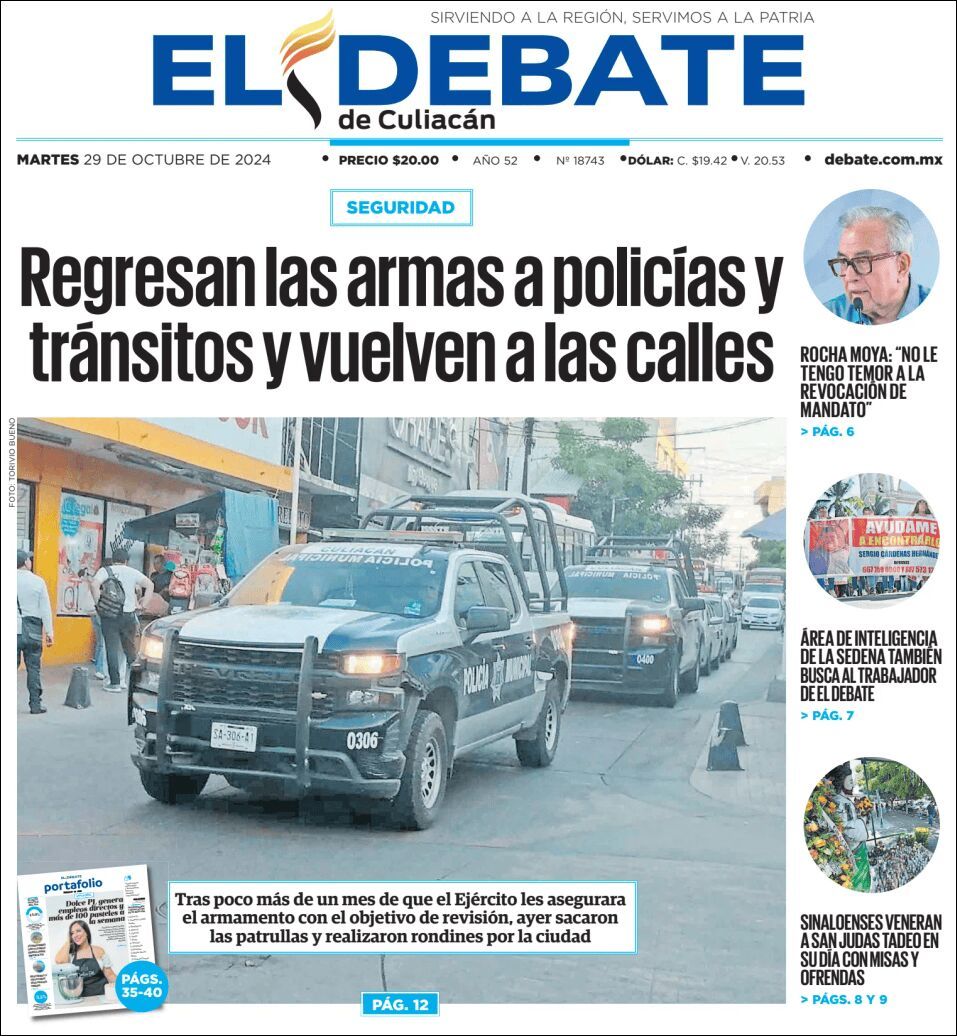 El Debate Culiacán, edición del martes 29 de octubre de 2024