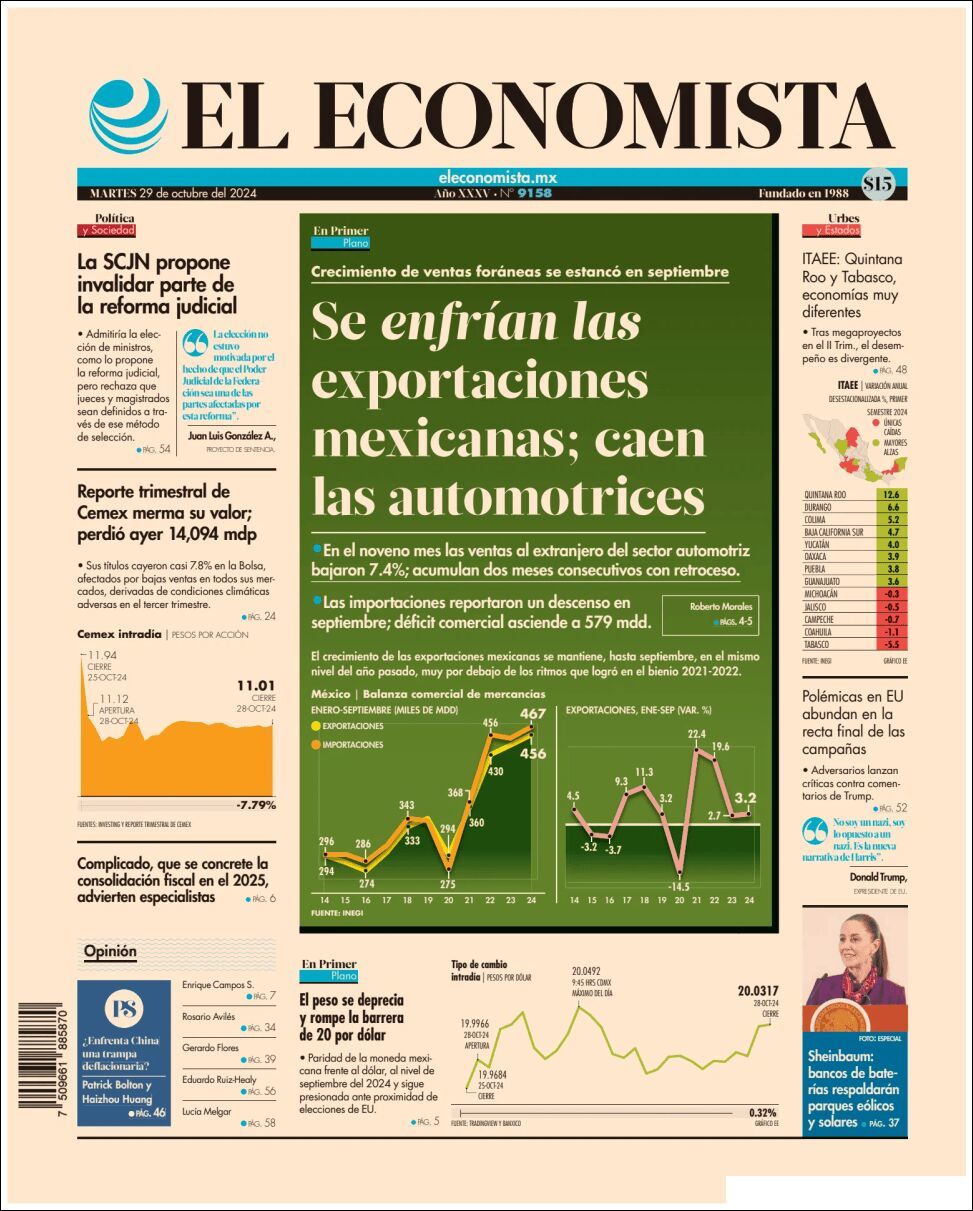 El Economista, edición del martes 29 de octubre de 2024