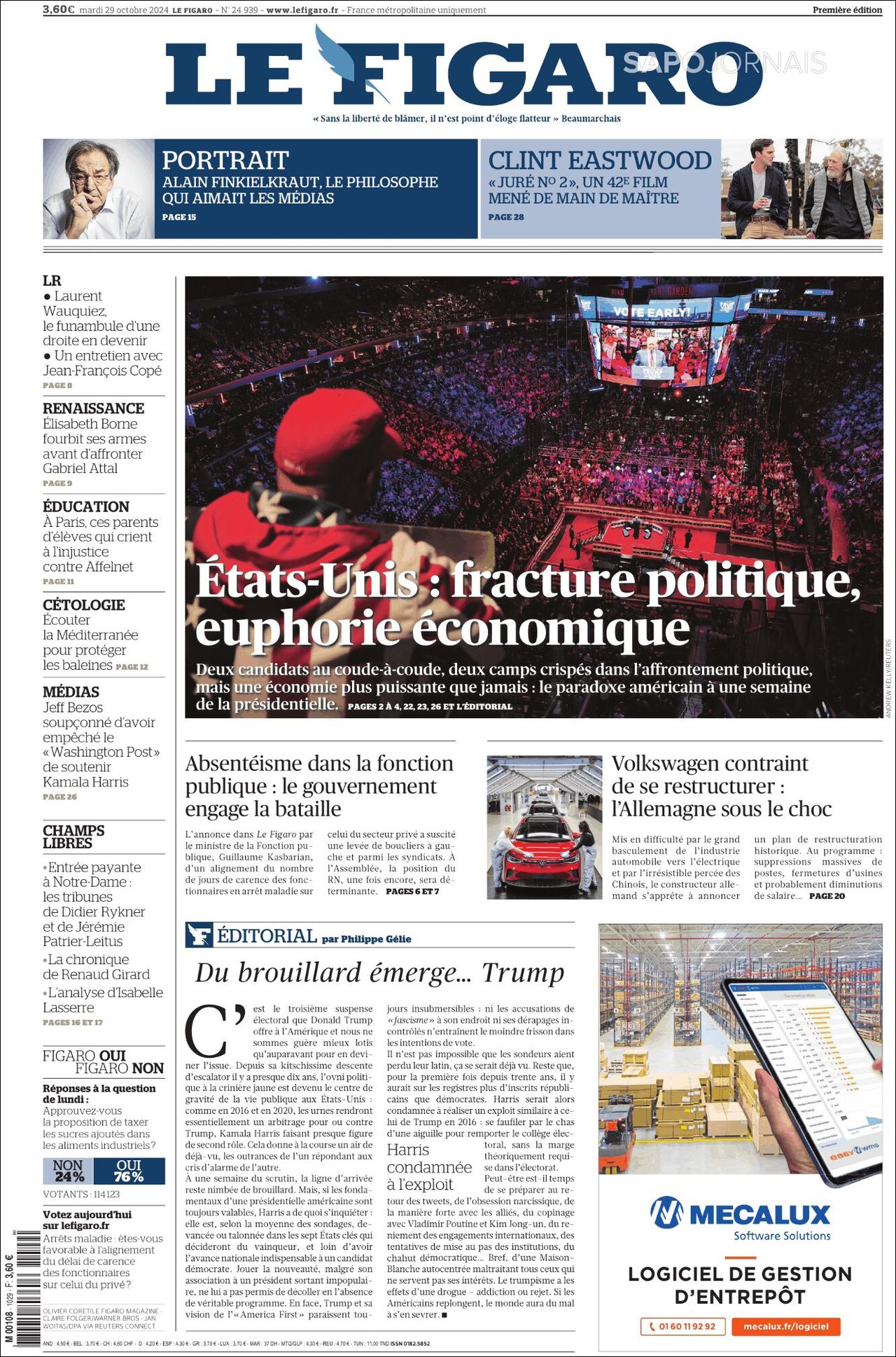 Le Figaro, edición del martes 29 de octubre de 2024