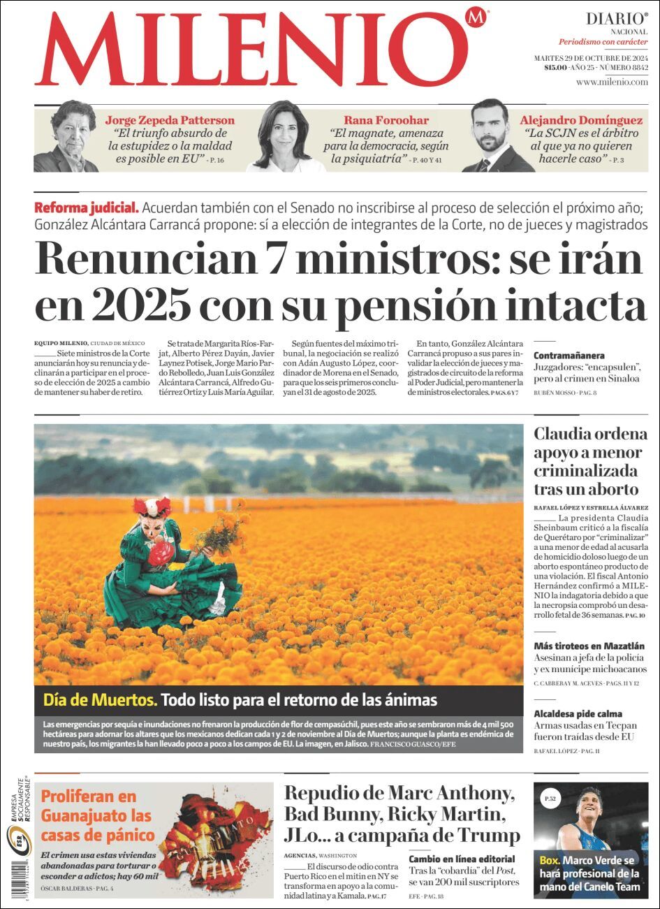 Milenio, edición del martes 29 de octubre de 2024