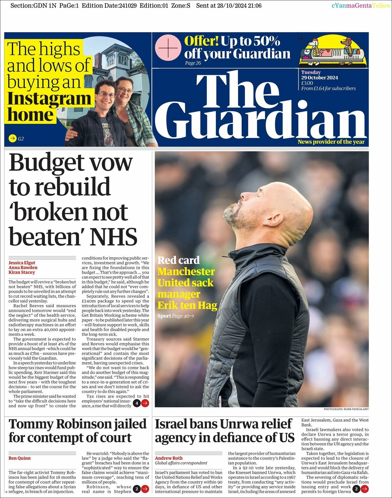 The Guardian, edición del martes 29 de octubre de 2024