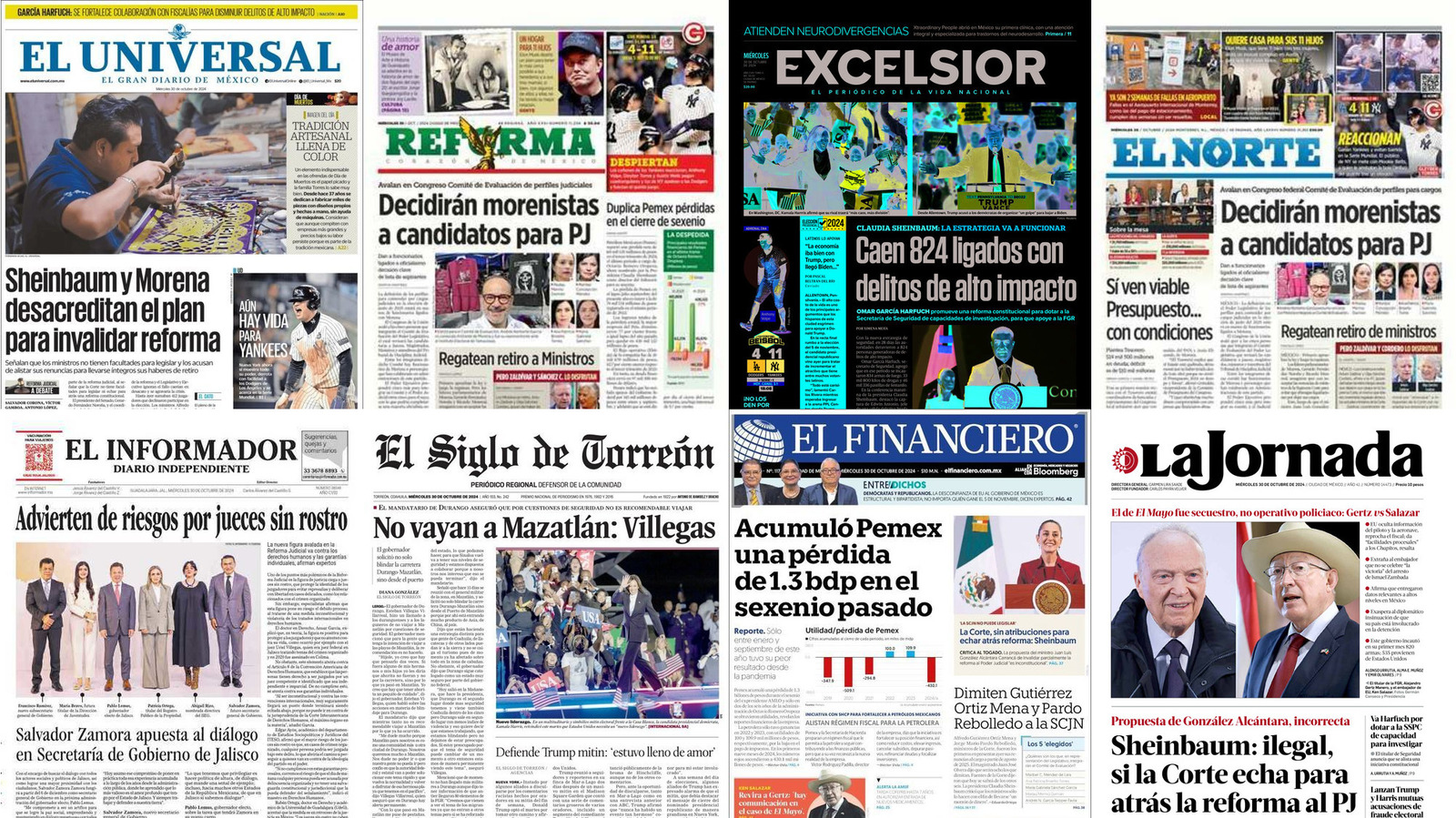 Portadas de periódicos impresos más importantes de México hoy