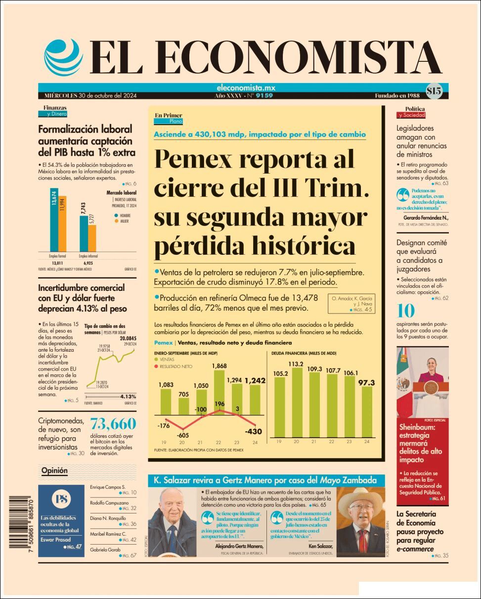 El Economista, edición del miércoles 30 de octubre de 2024