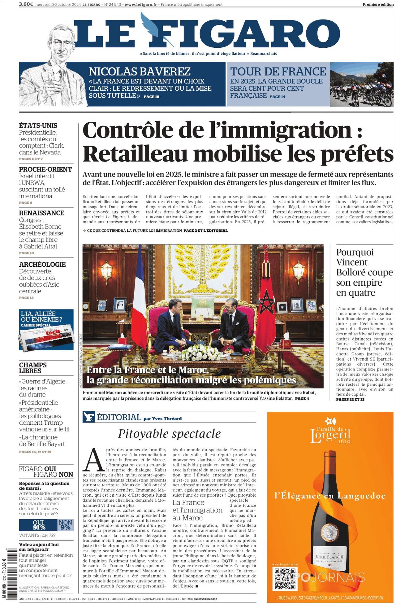 Le Figaro, edición del miércoles 30 de octubre de 2024