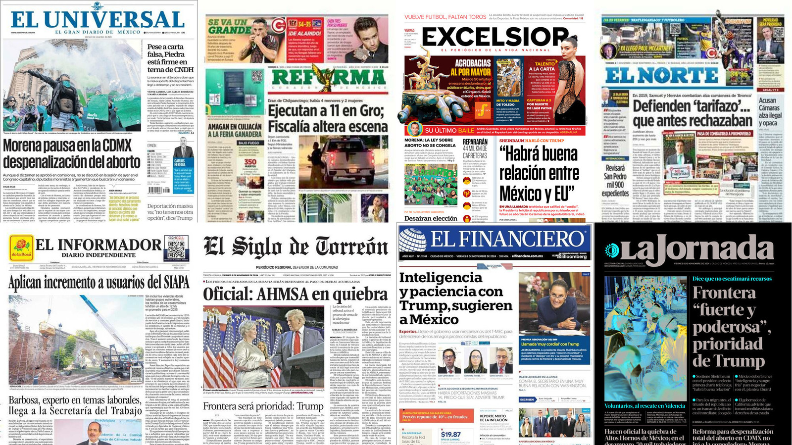 Portadas de periódicos impresos más importantes de México hoy