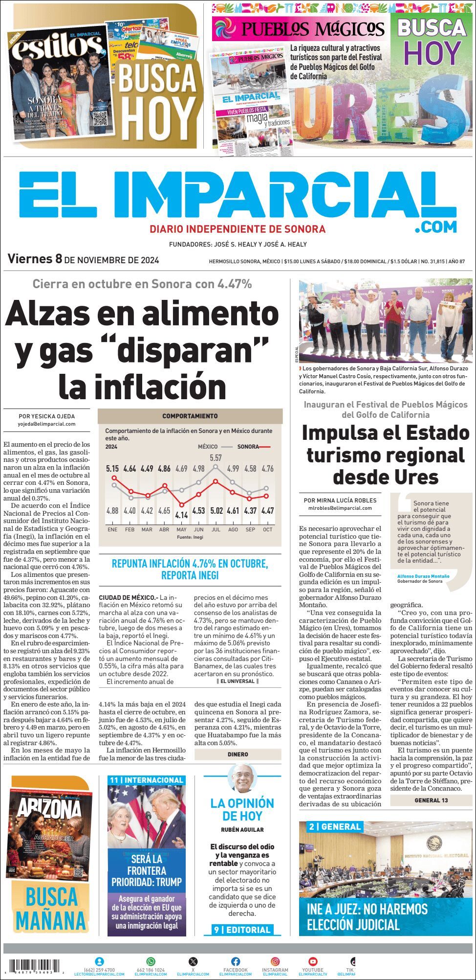 El Imparcial, edición del viernes 08 de noviembre de 2024