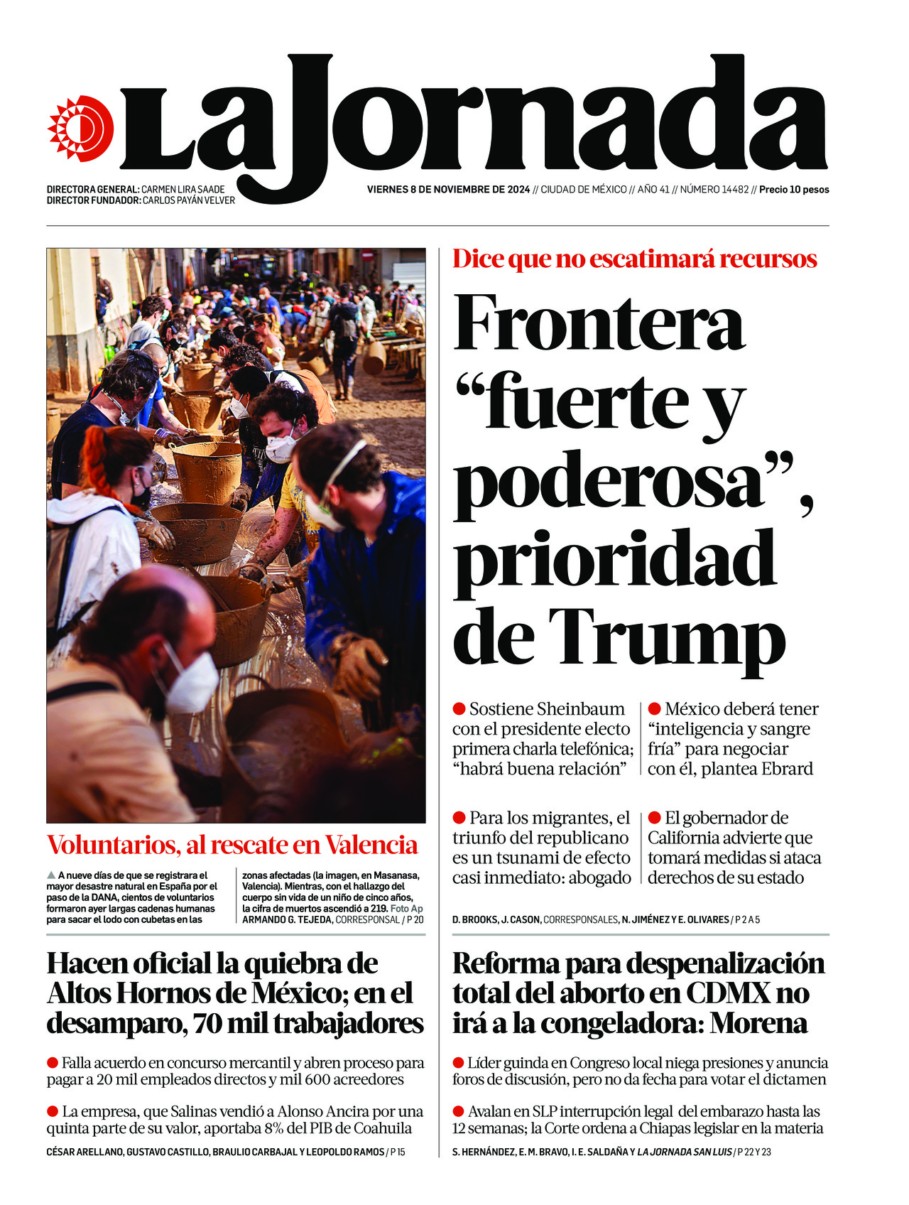 La Jornada, edición del viernes 08 de noviembre de 2024