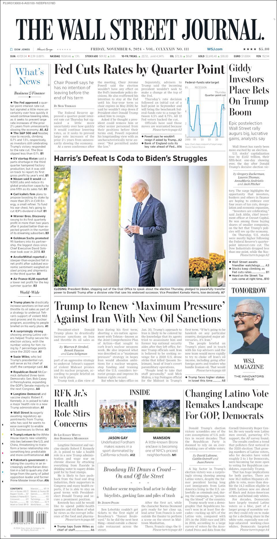 The Wall Street Journal, edición del viernes 08 de noviembre de 2024