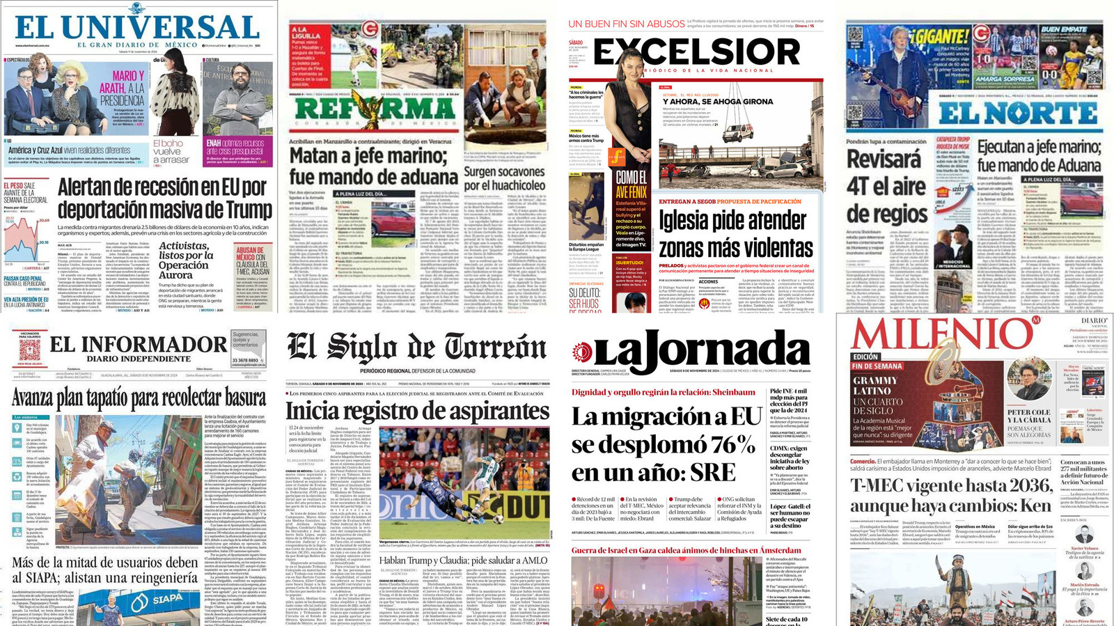 Portadas de periódicos impresos más importantes de México hoy