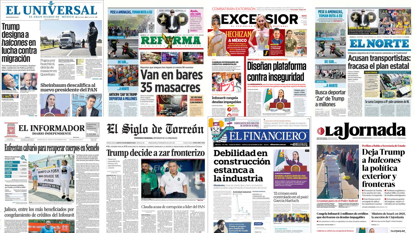 Portadas de periódicos impresos más importantes de México hoy