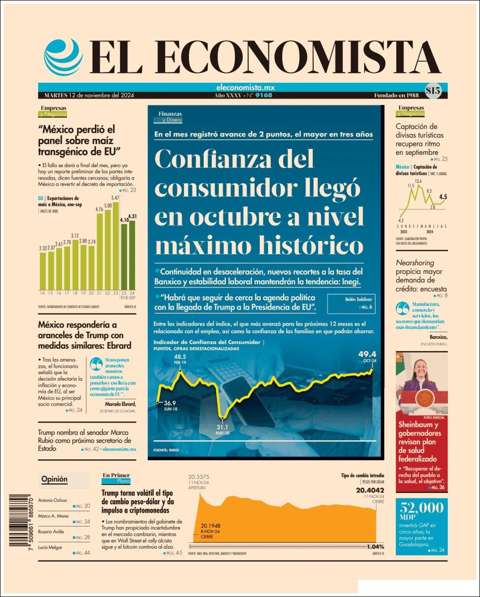 El Economista, edición del martes 12 de noviembre de 2024