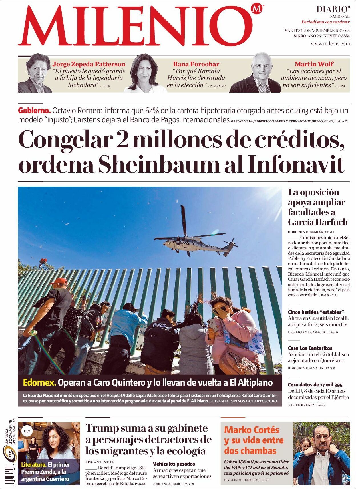 Milenio, edición del martes 12 de noviembre de 2024