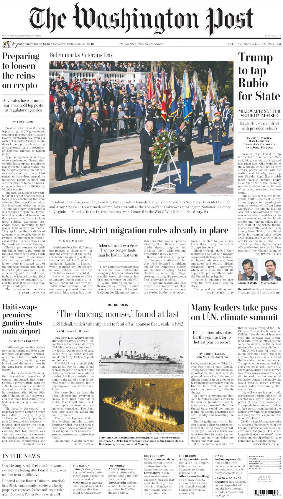 The Washington Post, edición del martes 12 de noviembre de 2024