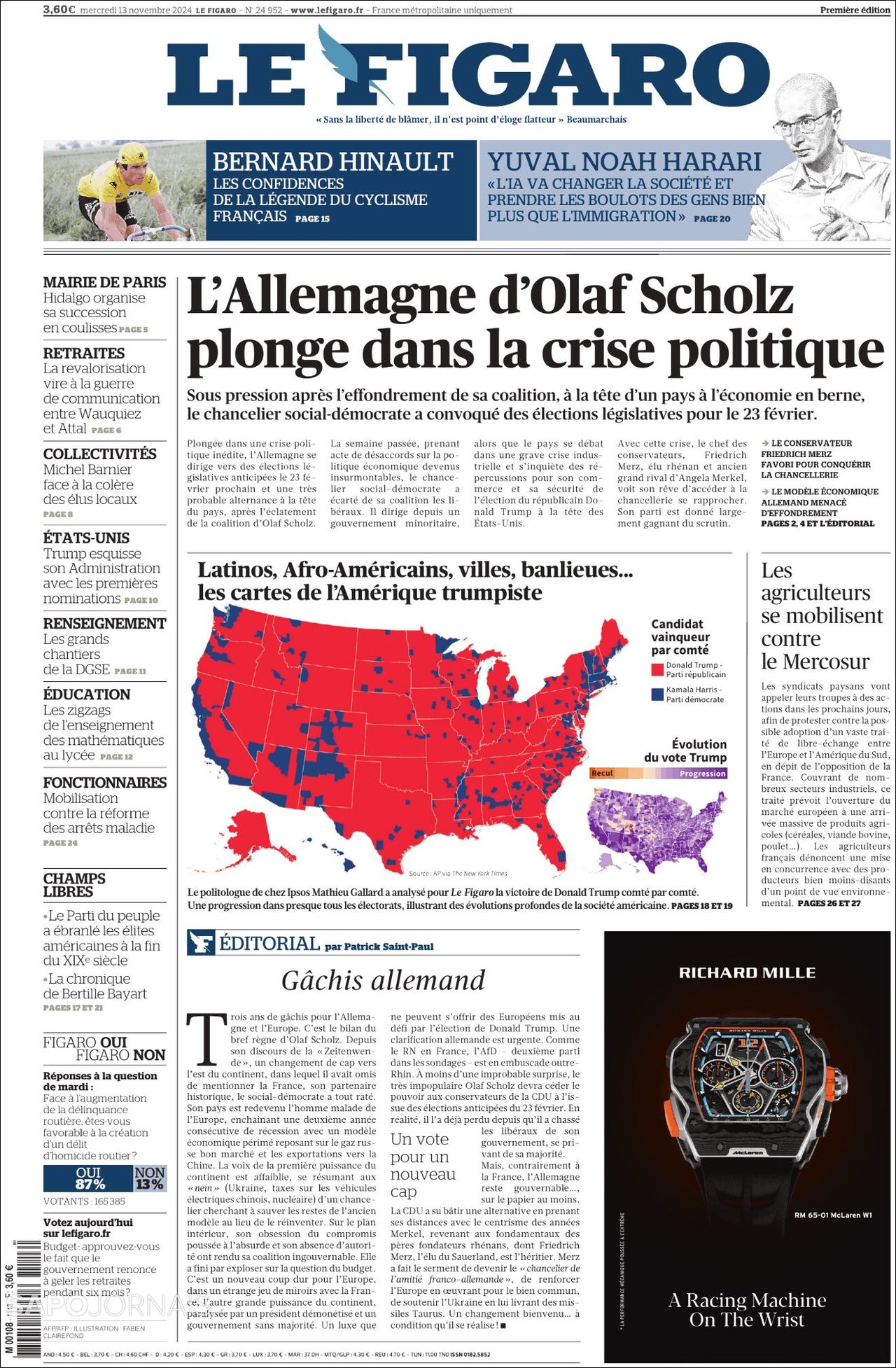 Le Figaro, edición del miércoles 13 de noviembre de 2024