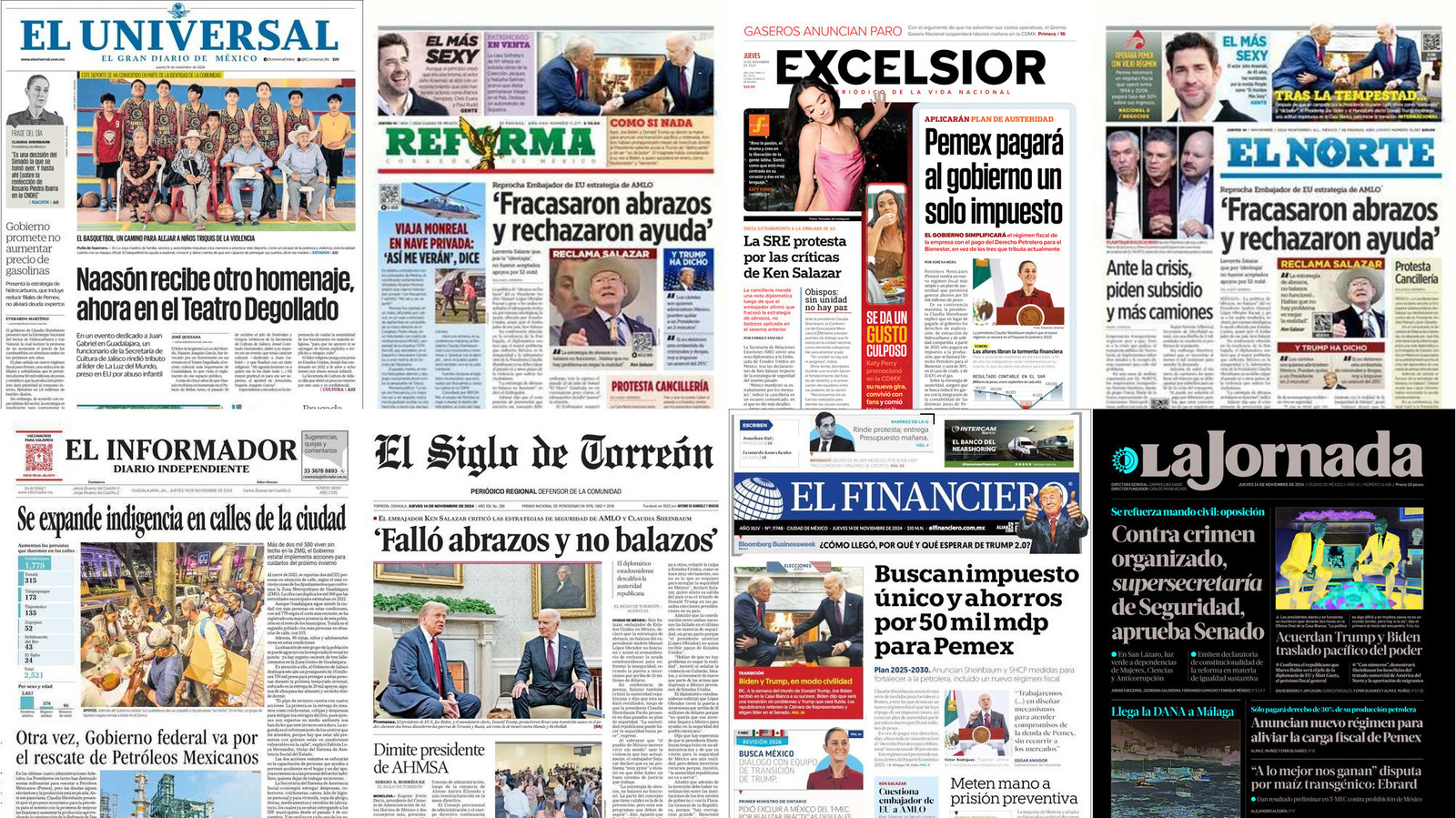 Portadas de periódicos impresos más importantes de México hoy