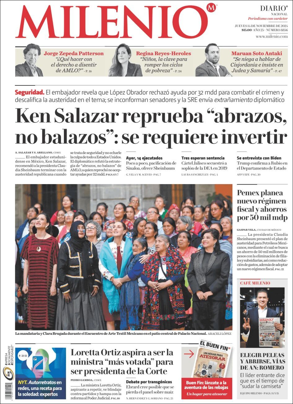 Milenio, edición del jueves 14 de noviembre de 2024