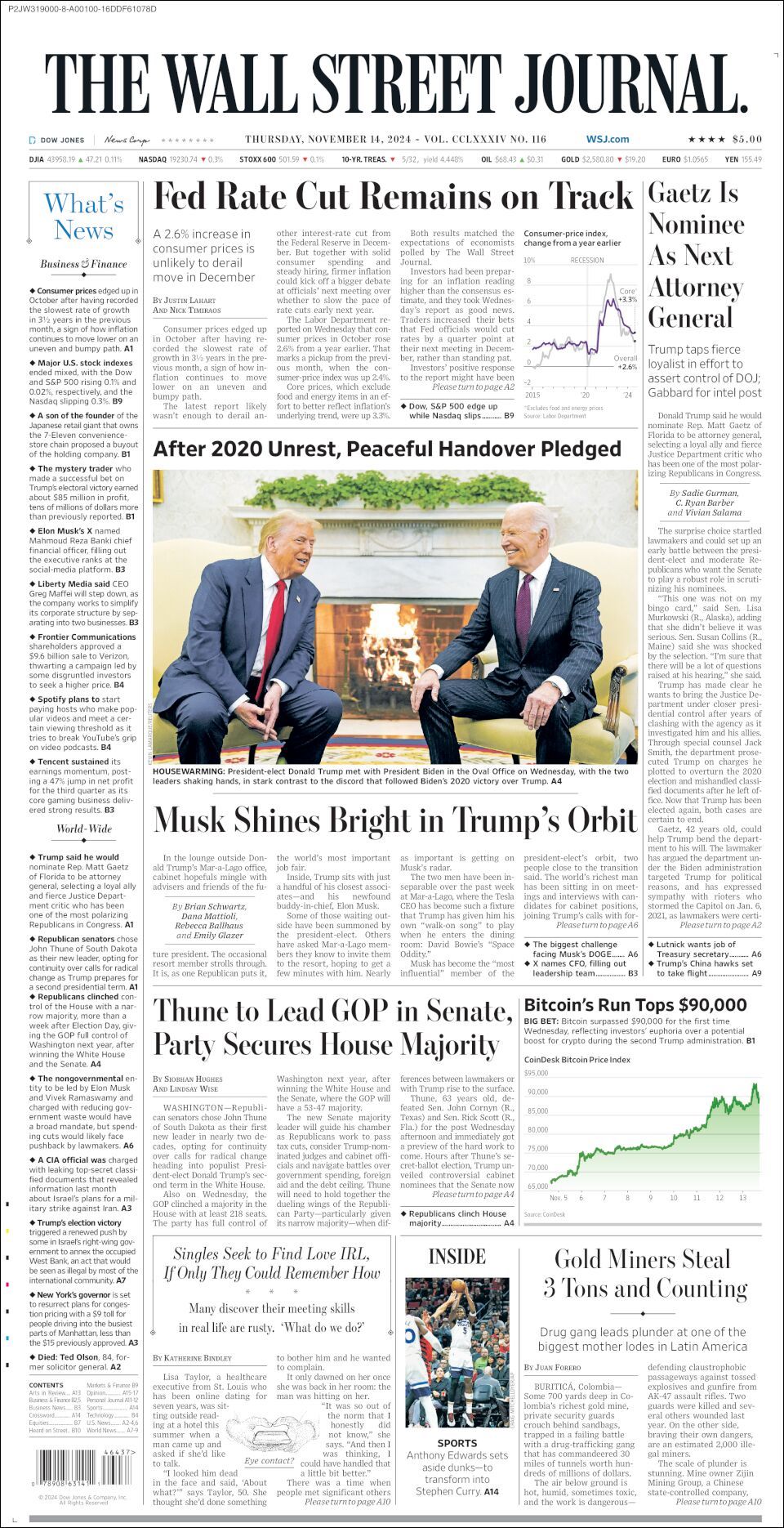 The Wall Street Journal, edición del jueves 14 de noviembre de 2024