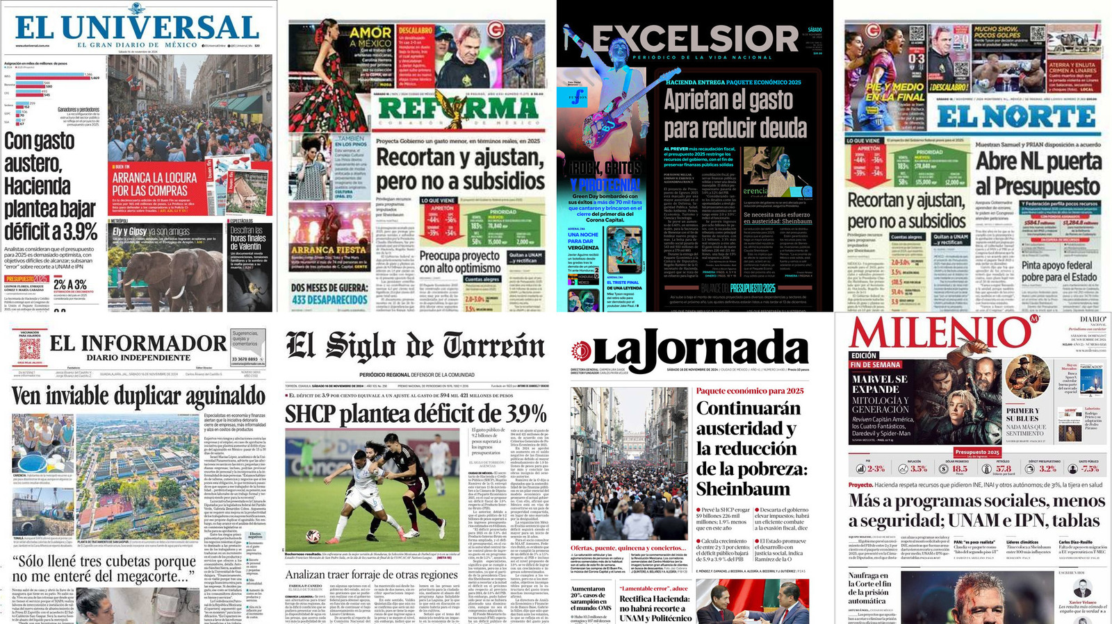 Portadas de periódicos impresos más importantes de México hoy