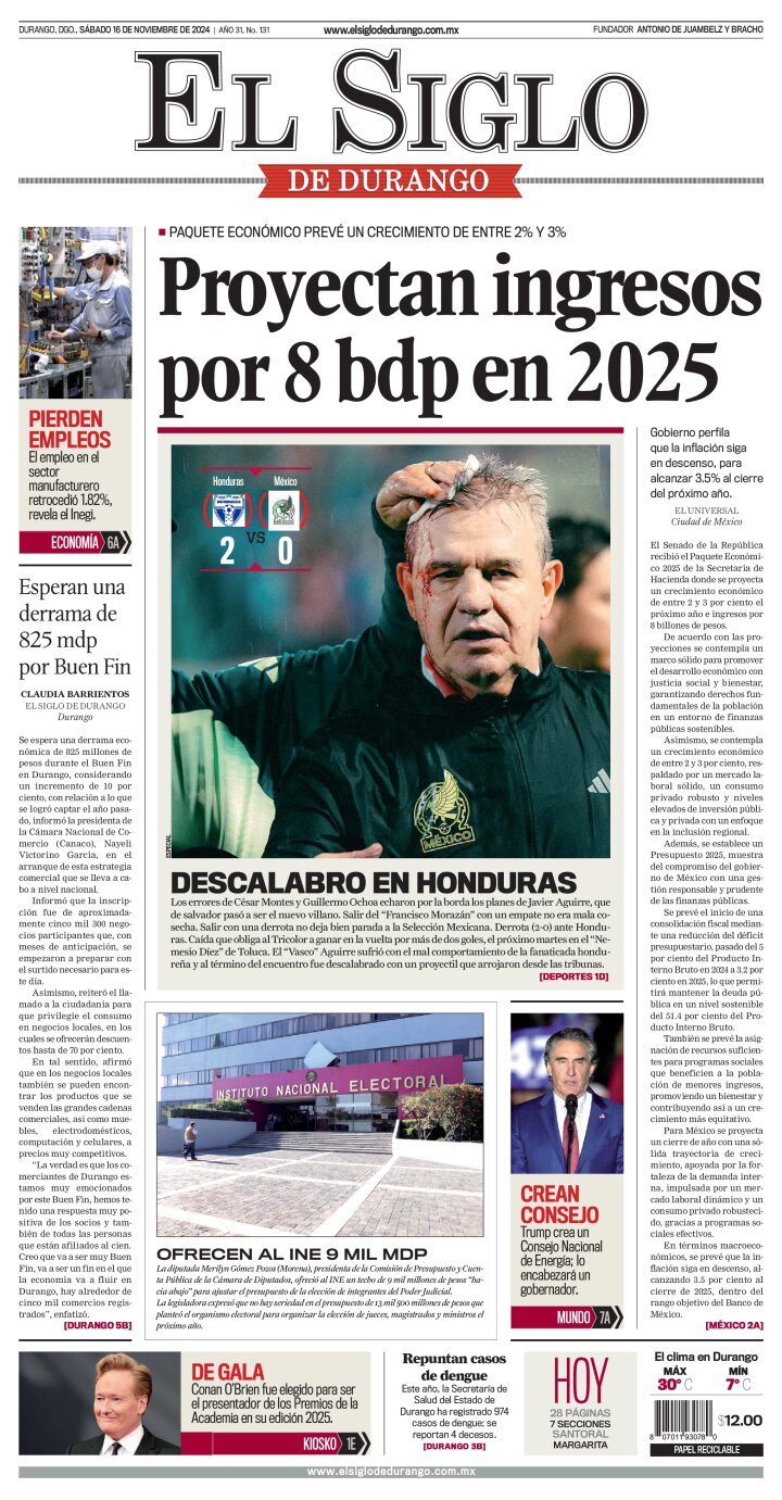 El Siglo de Durango, edición del sábado 16 de noviembre de 2024