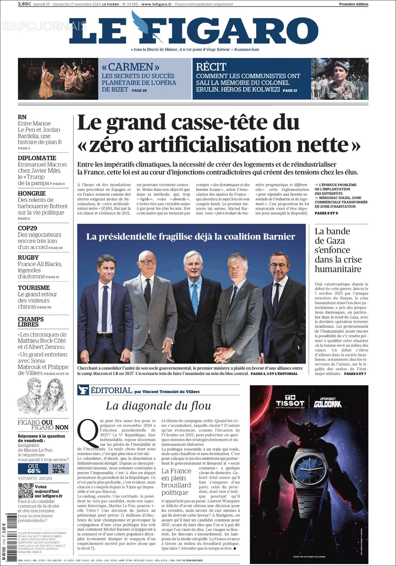 Le Figaro, edición del sábado 16 de noviembre de 2024