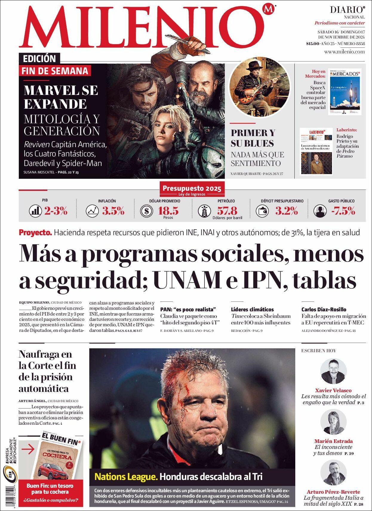 Milenio, edición del sábado 16 de noviembre de 2024