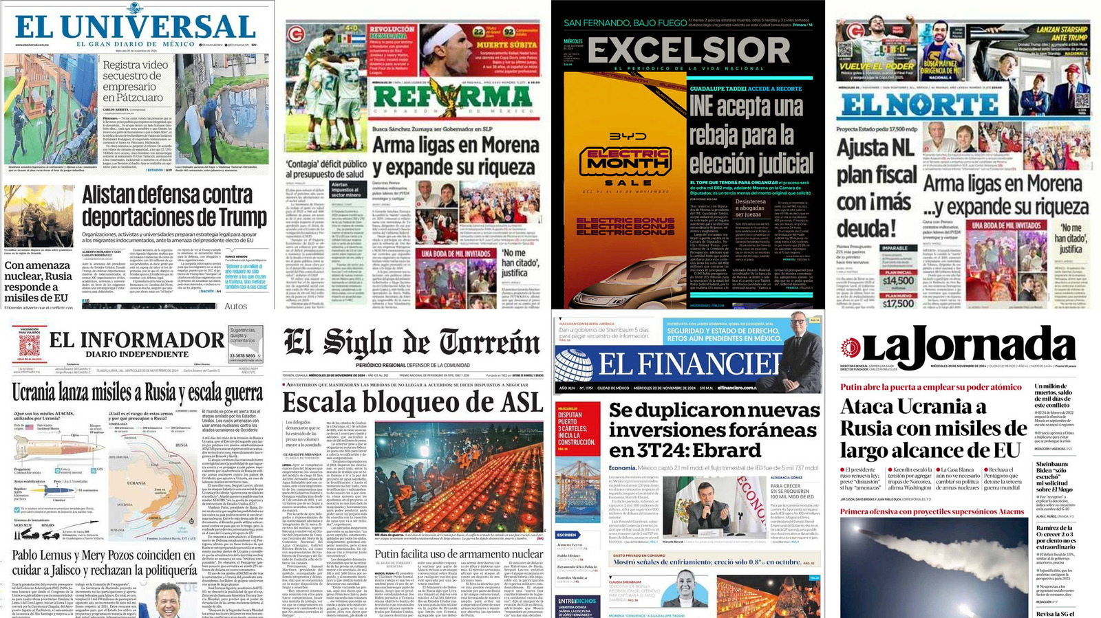 Portadas de periódicos impresos más importantes de México hoy