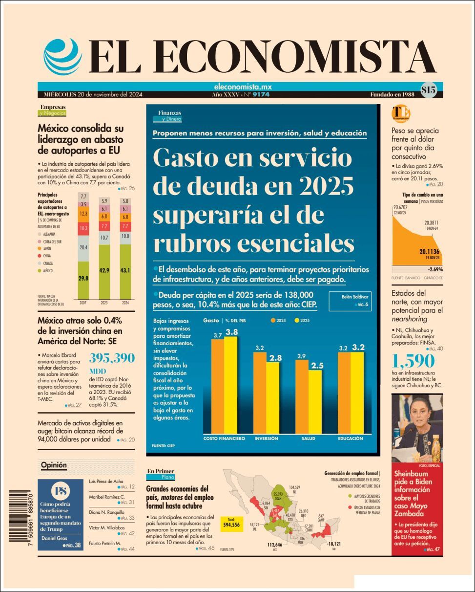 El Economista, edición del miércoles 20 de noviembre de 2024