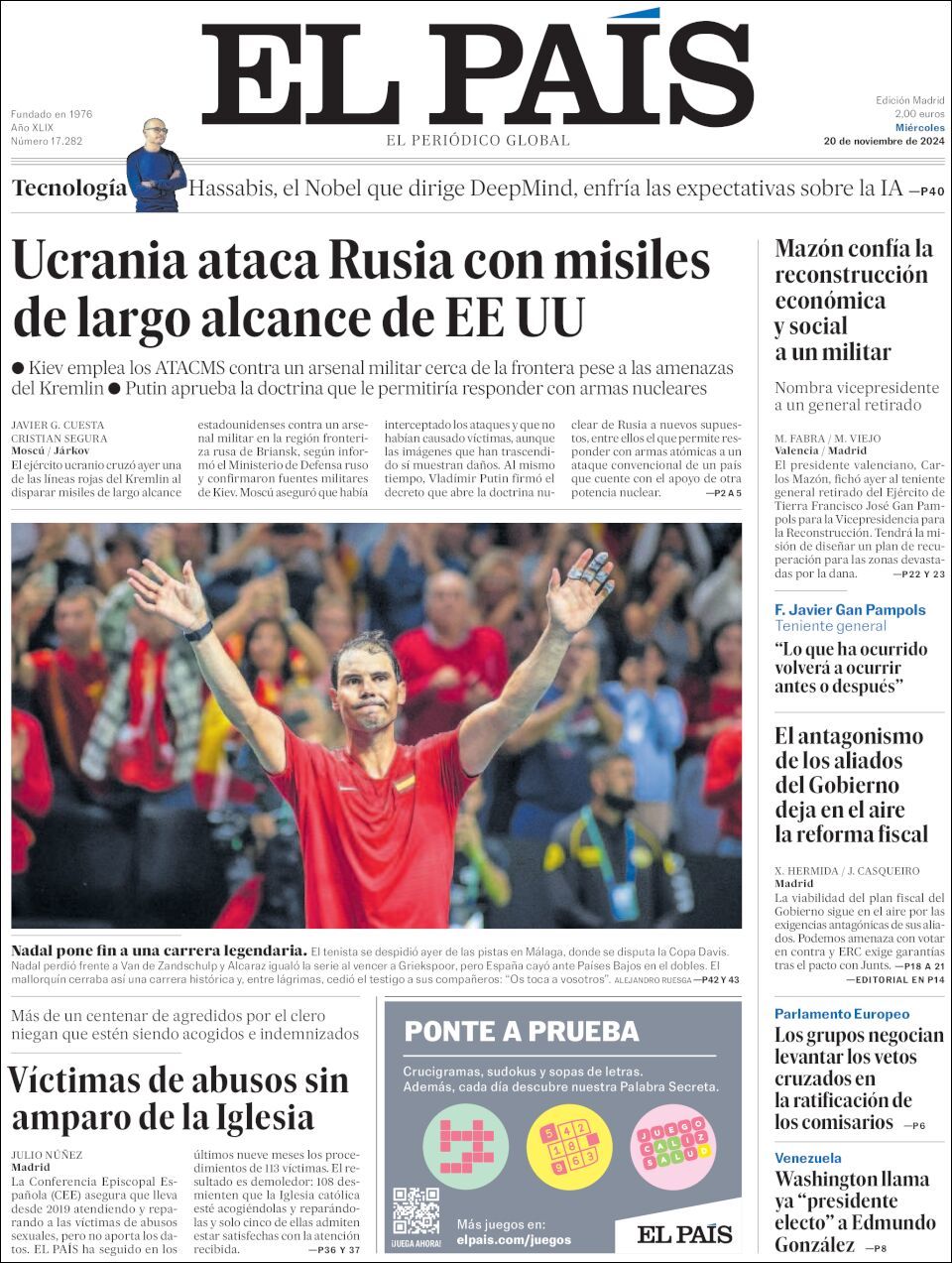 El País, edición del miércoles 20 de noviembre de 2024