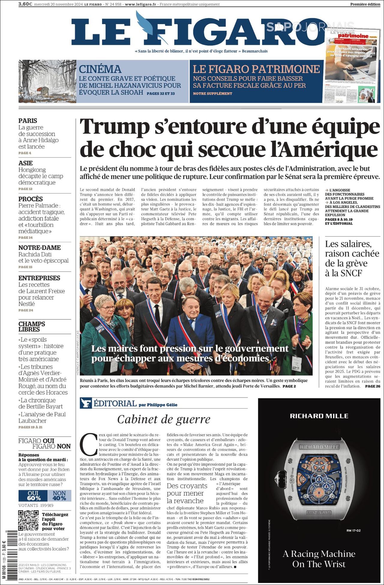 Le Figaro, edición del miércoles 20 de noviembre de 2024