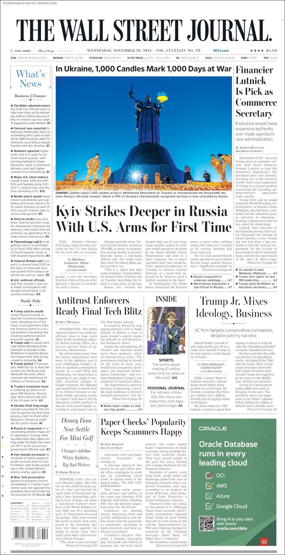 The Wall Street Journal, edición del miércoles 20 de noviembre de 2024