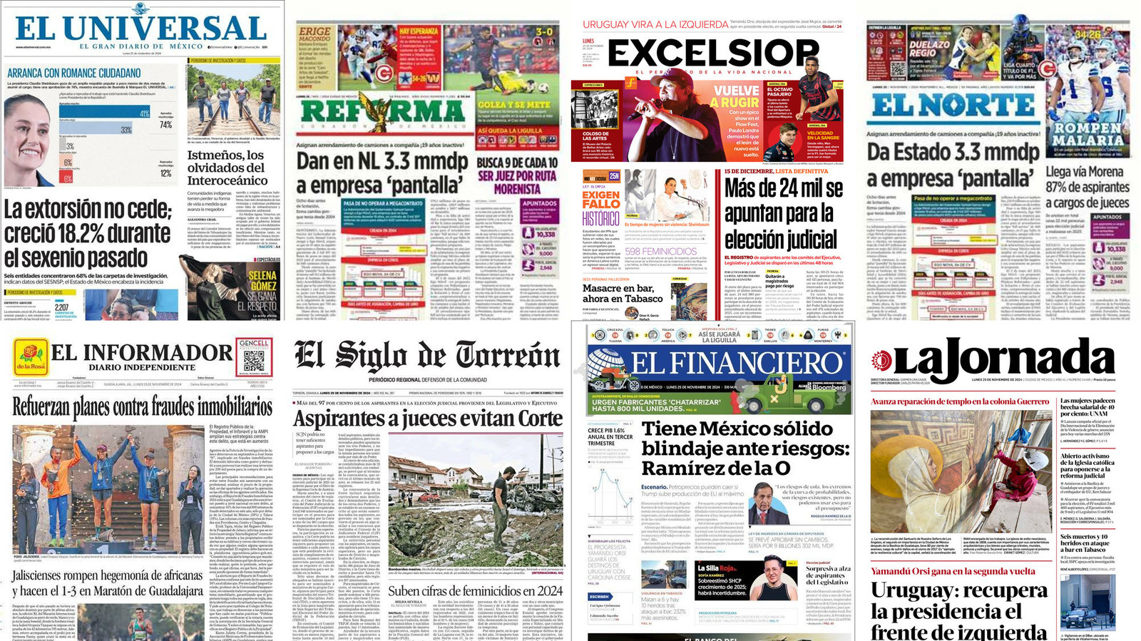 Portadas de periódicos impresos más importantes de México hoy