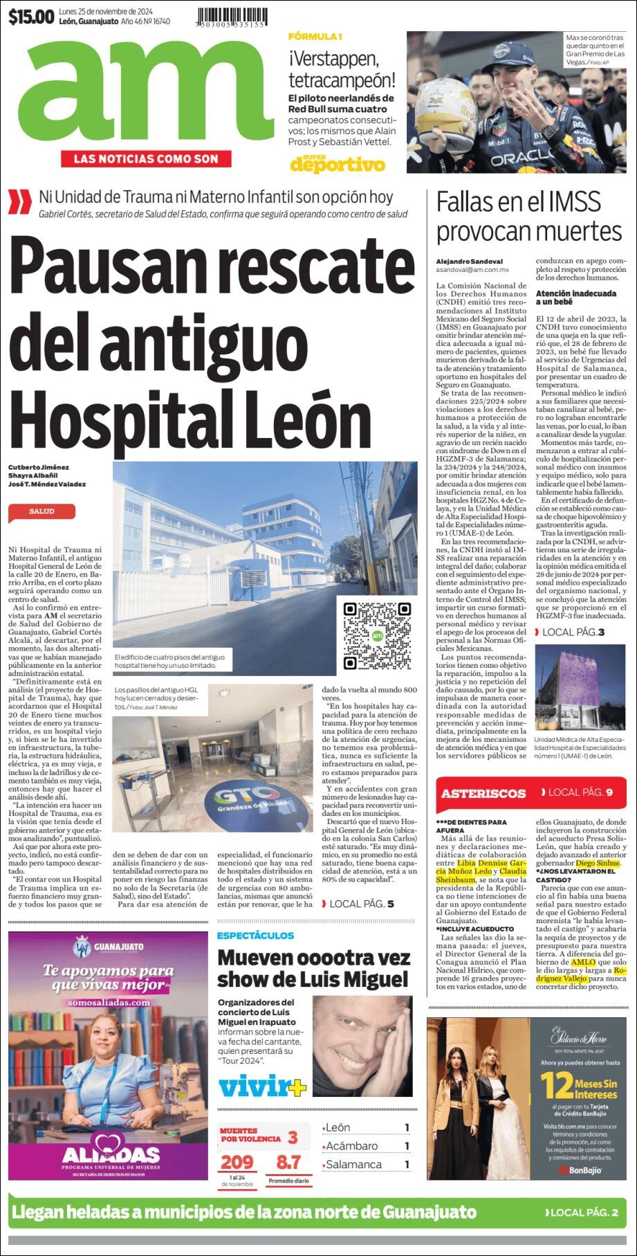 AM de León, edición del lunes 25 de noviembre de 2024