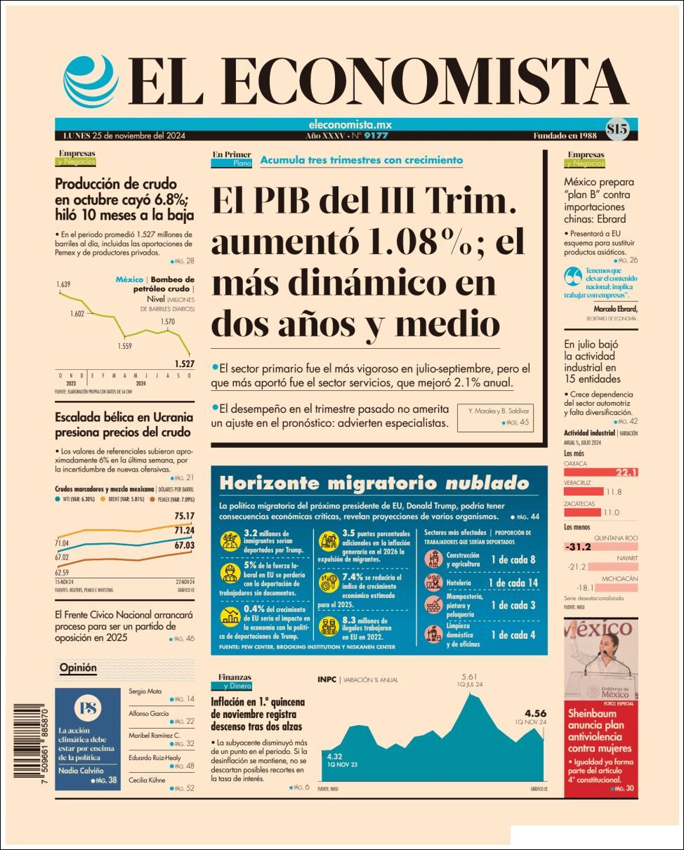 El Economista, edición del lunes 25 de noviembre de 2024